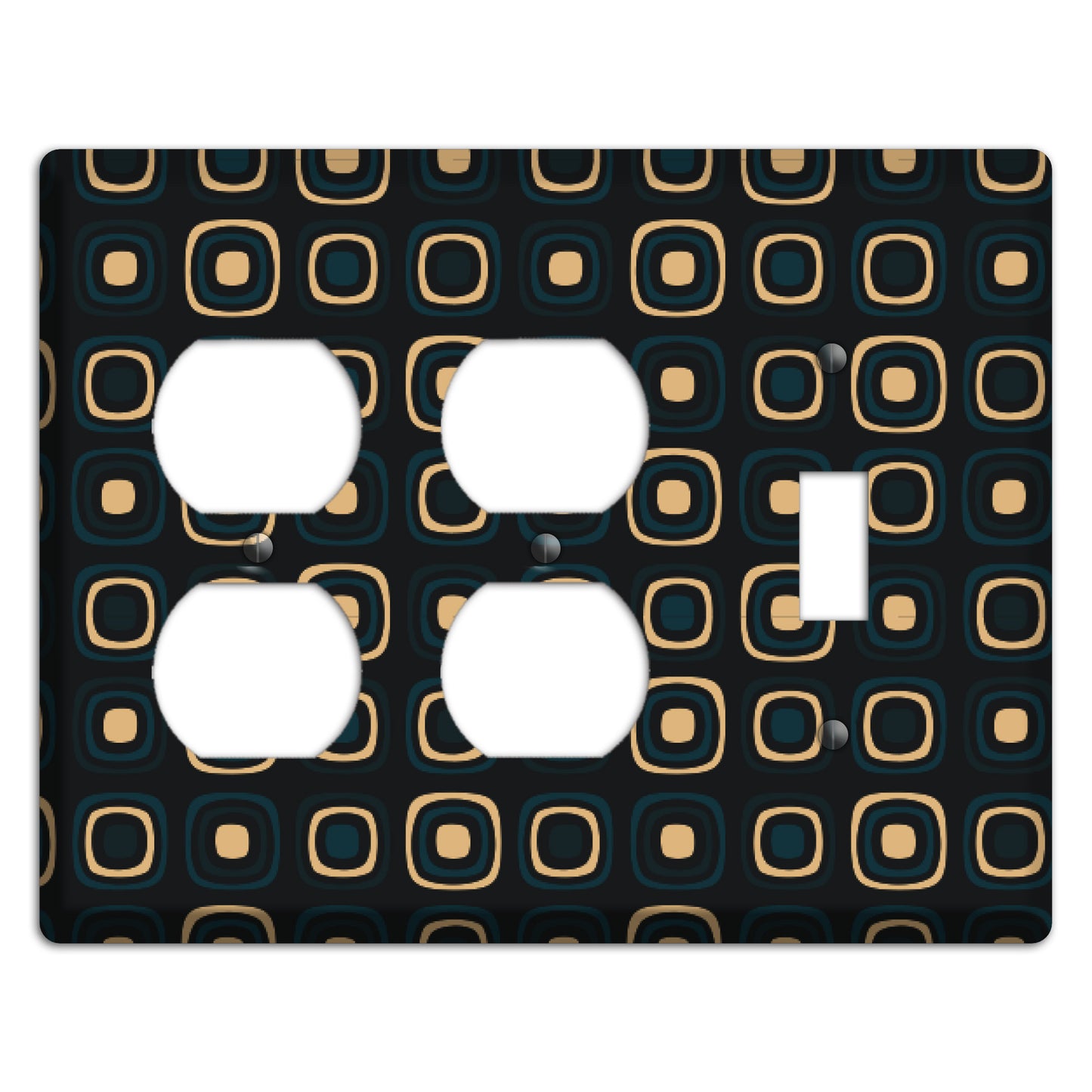 Black and Yellow Rounded Squares 2 Duplex / Toggle Wallplate