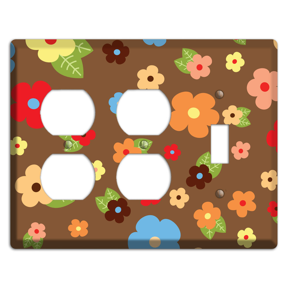 Brown Delicate Flowers 2 Duplex / Toggle Wallplate