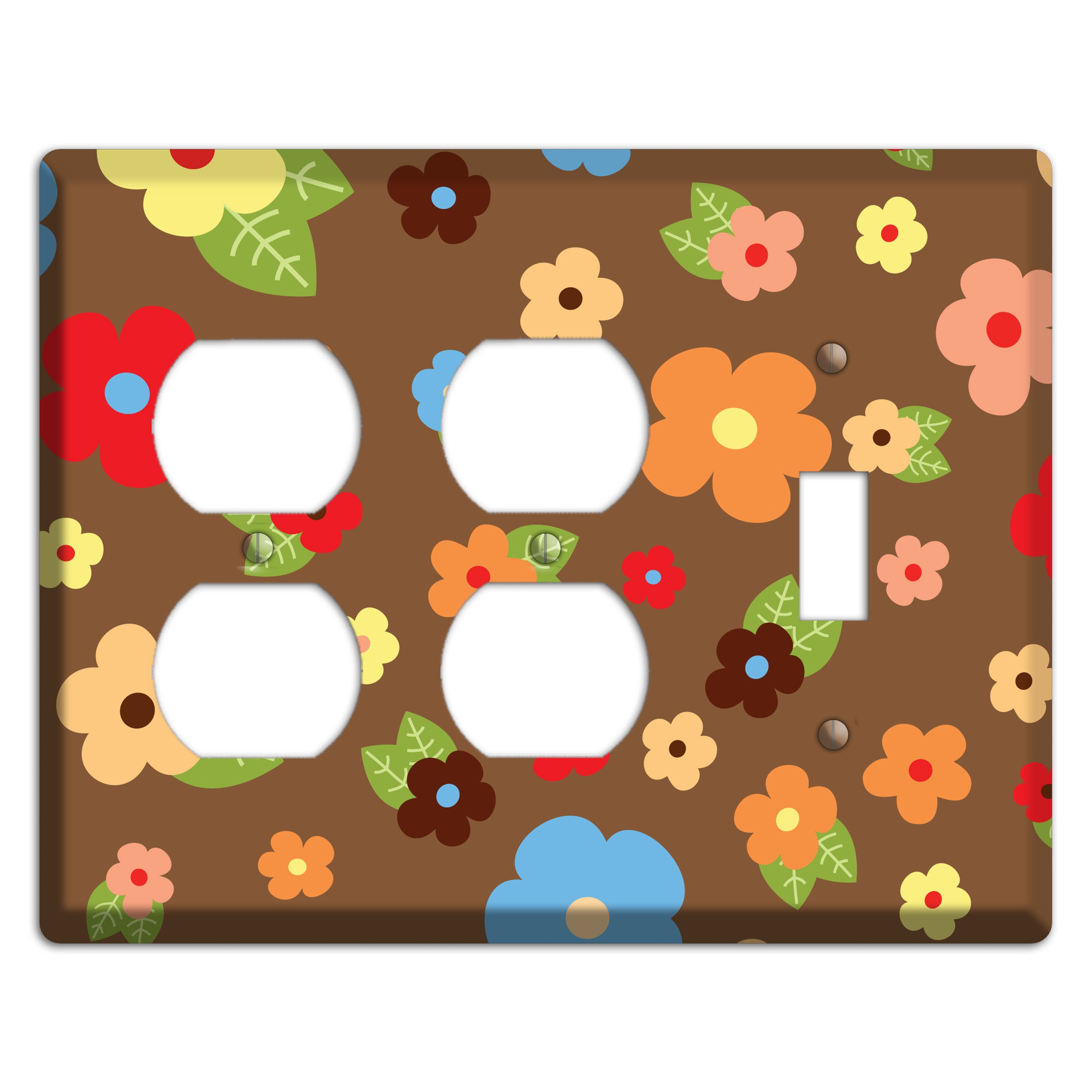 Brown Delicate Flowers 2 Duplex / Toggle Wallplate
