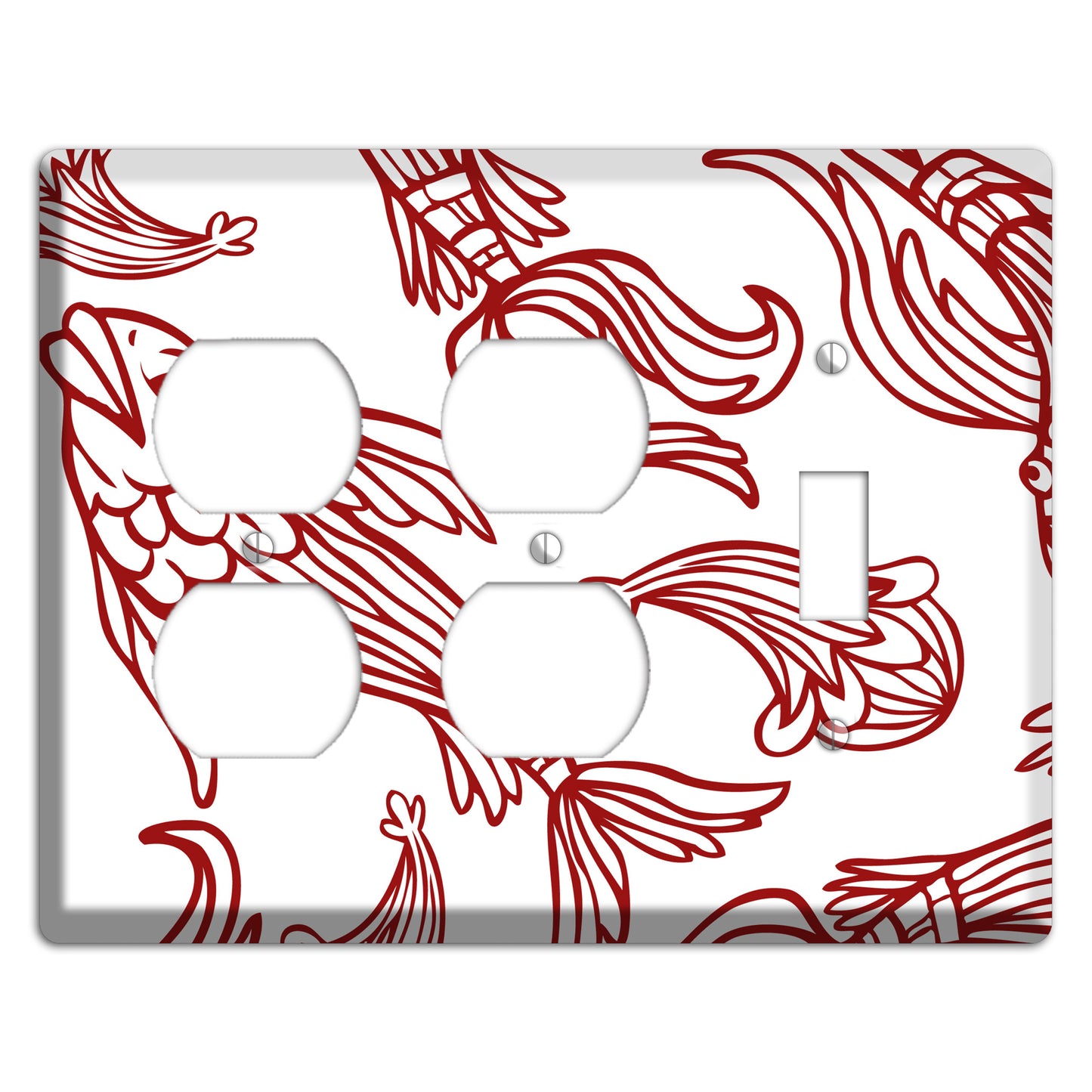 Red and White Koi 2 Duplex / Toggle Wallplate