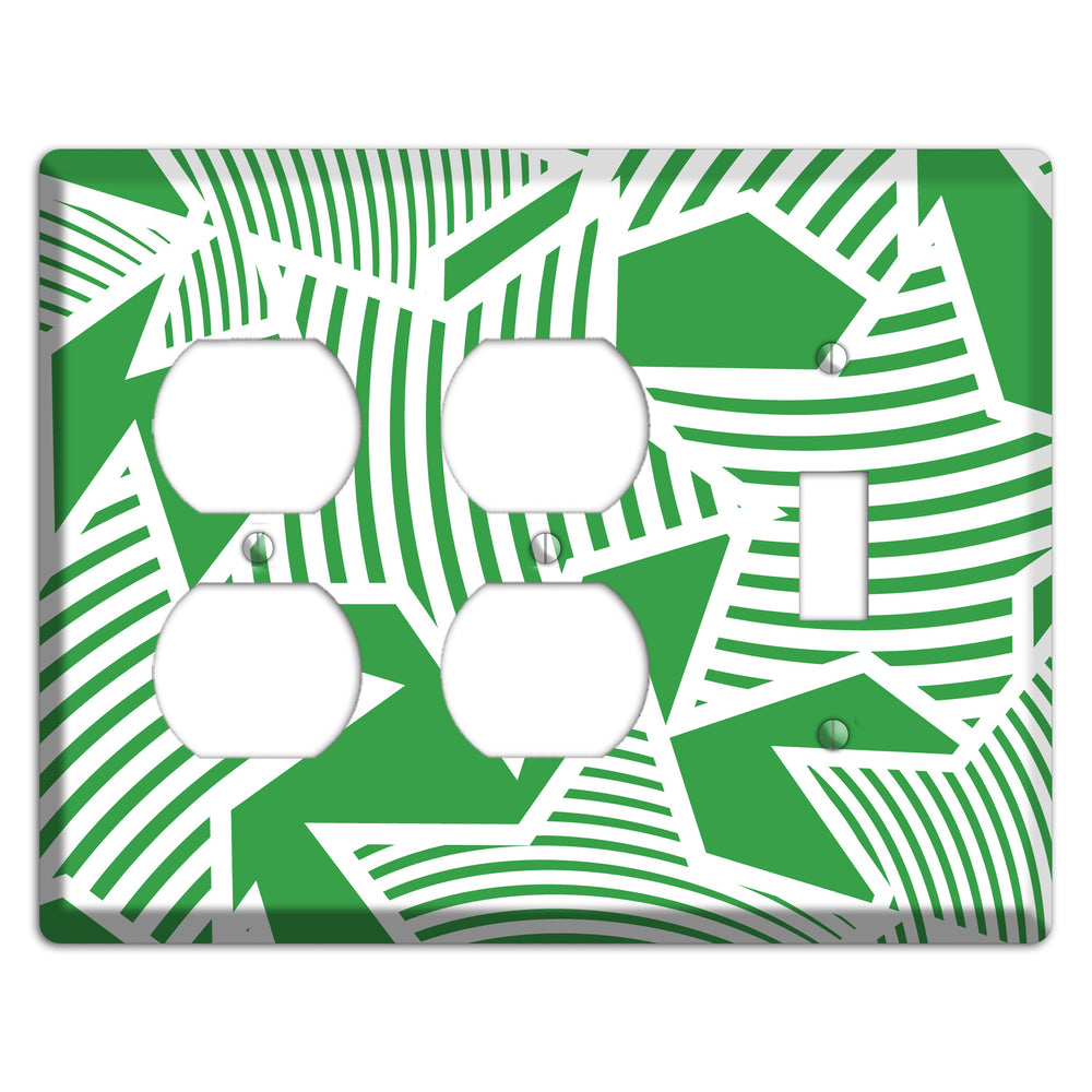 Green with Large White Stars 2 Duplex / Toggle Wallplate