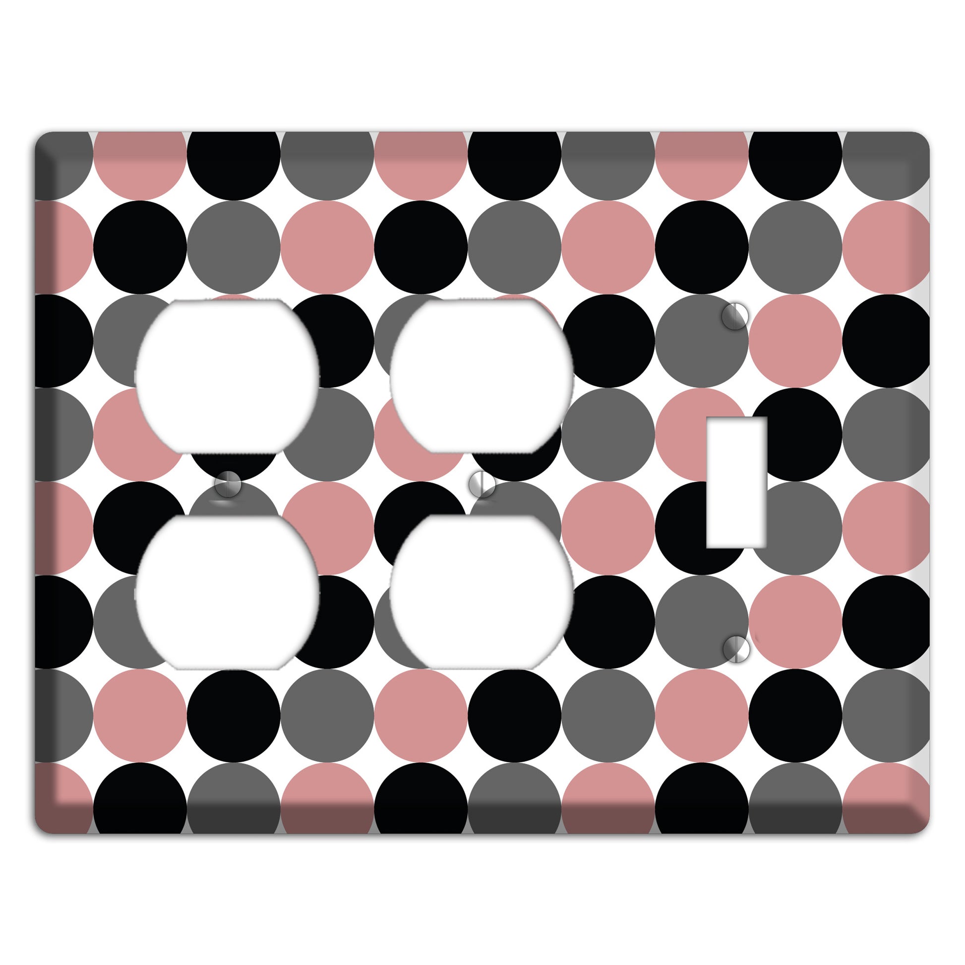 Grey Pink Black Tiled Dots 2 Duplex / Toggle Wallplate