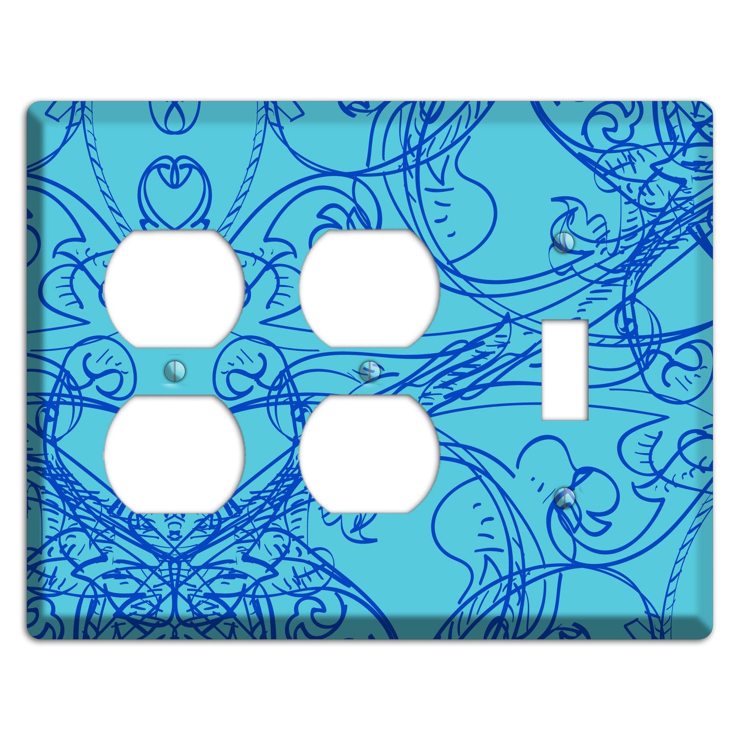 Turquoise Deco Sketch 2 Duplex / Toggle Wallplate