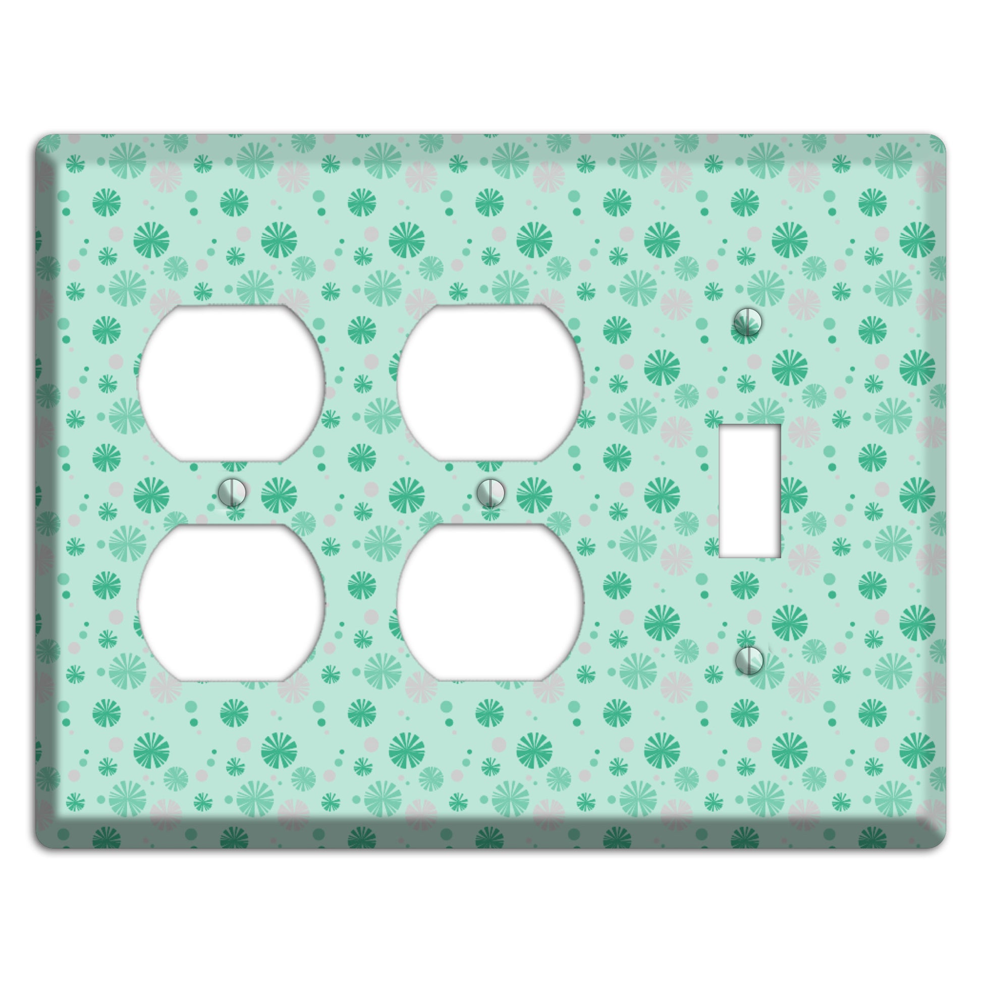 Multi Aqua and Grey Retro Burst 2 Duplex / Toggle Wallplate