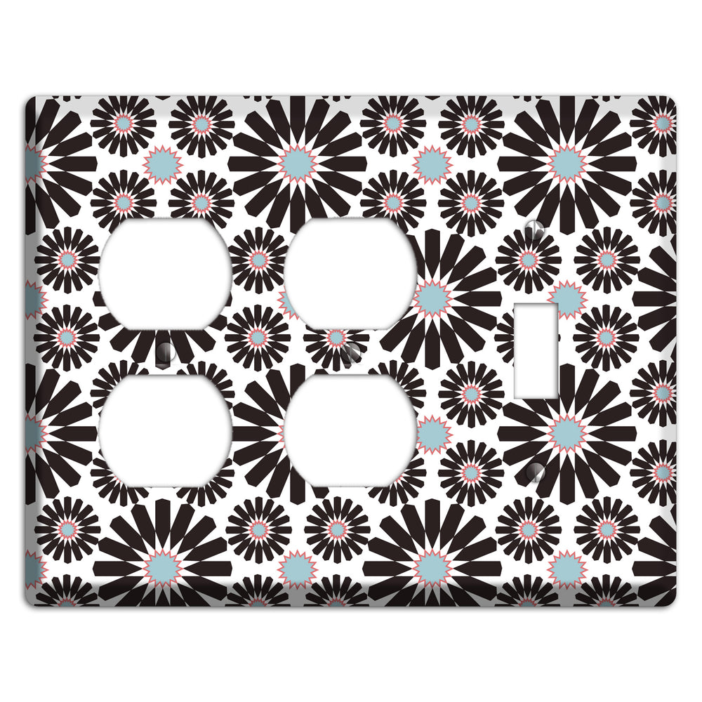 Dusty Blue Maroon Scandinavian Floral 2 2 Duplex / Toggle Wallplate