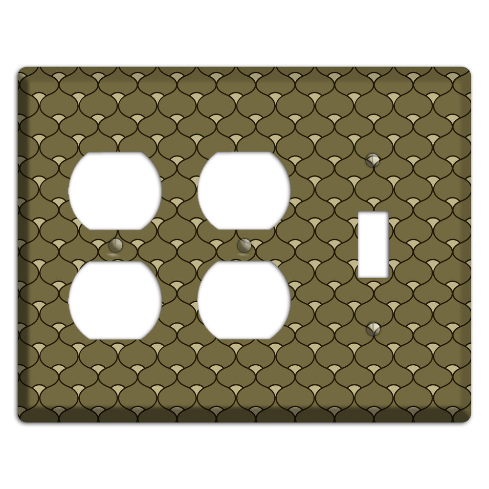 Brown Deco Scallop 2 Duplex / Toggle Wallplate