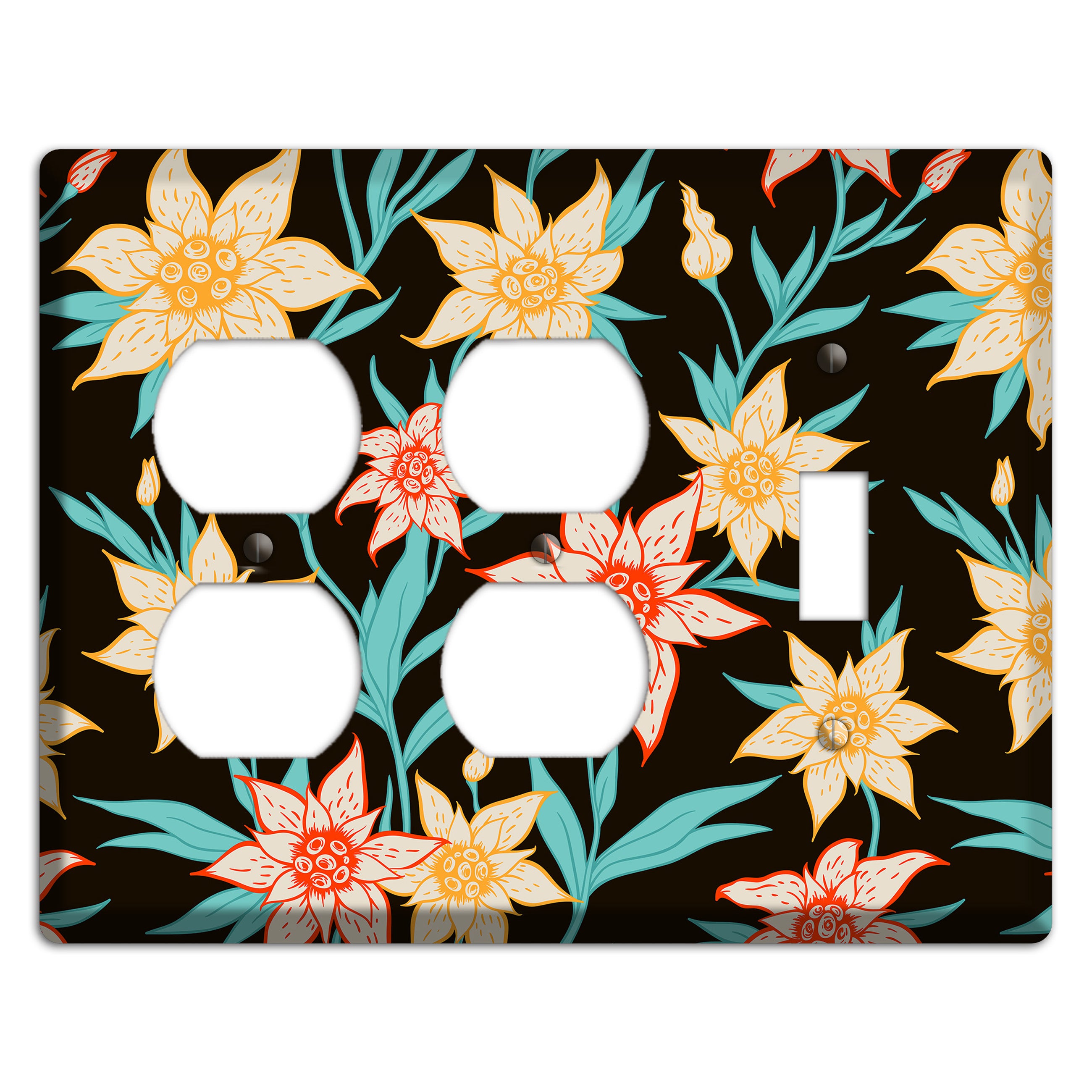 Hand Drawn Flowers Style B 2 Duplex / Toggle Wallplate