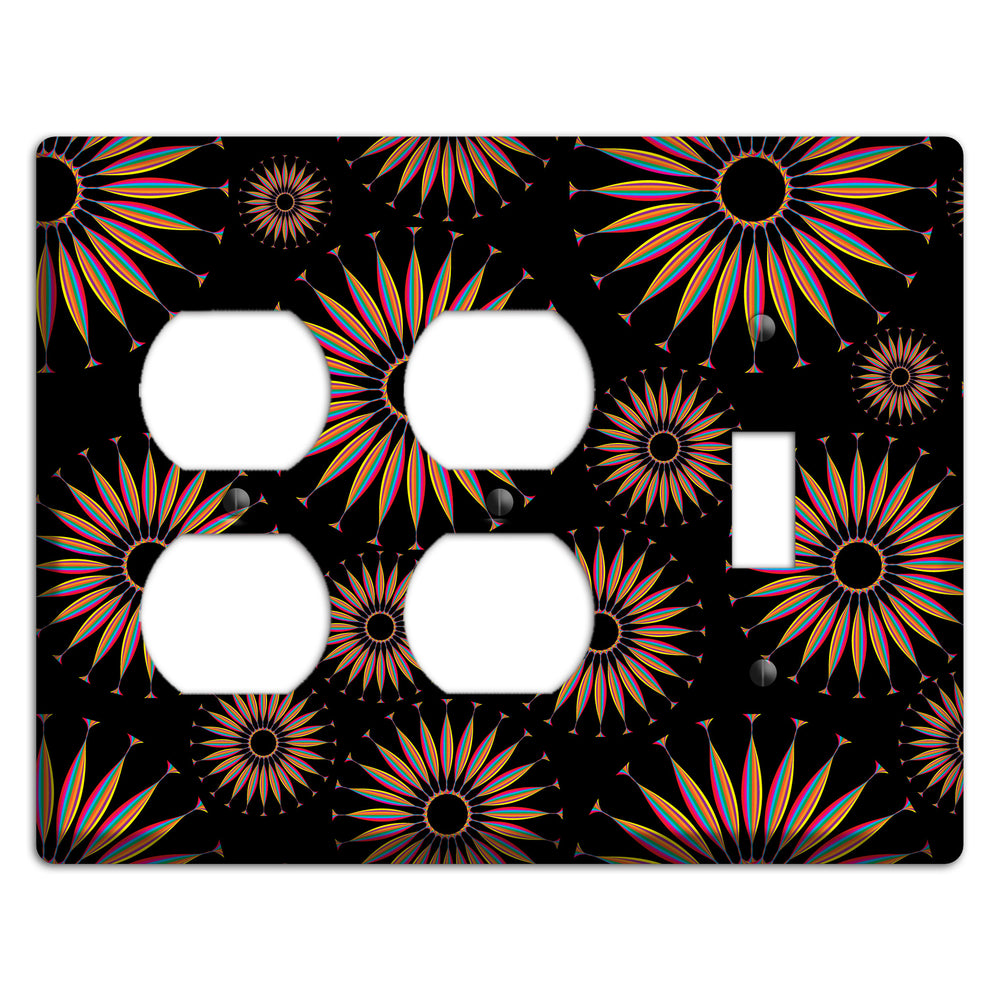 Black with Multi Suzani 2 Duplex / Toggle Wallplate