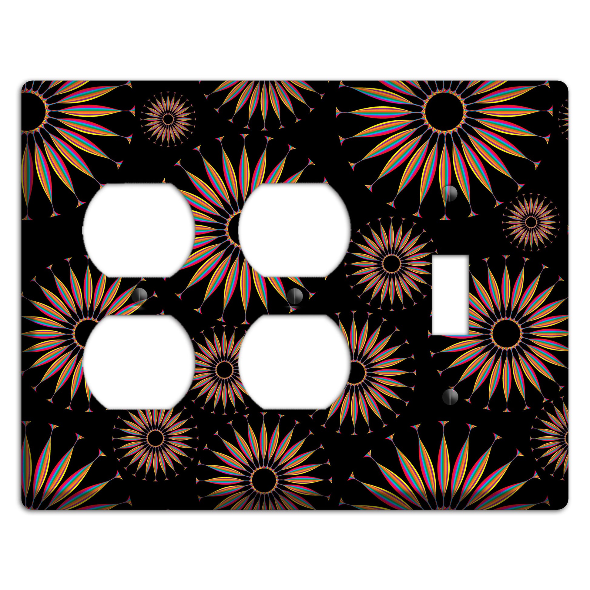 Black with Multi Suzani 2 Duplex / Toggle Wallplate