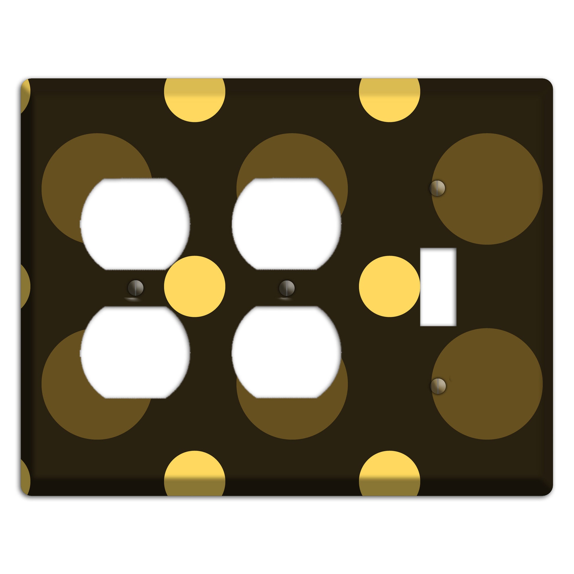 Brown with Brown and Yellow Multi Medium Polka Dots 2 Duplex / Toggle Wallplate