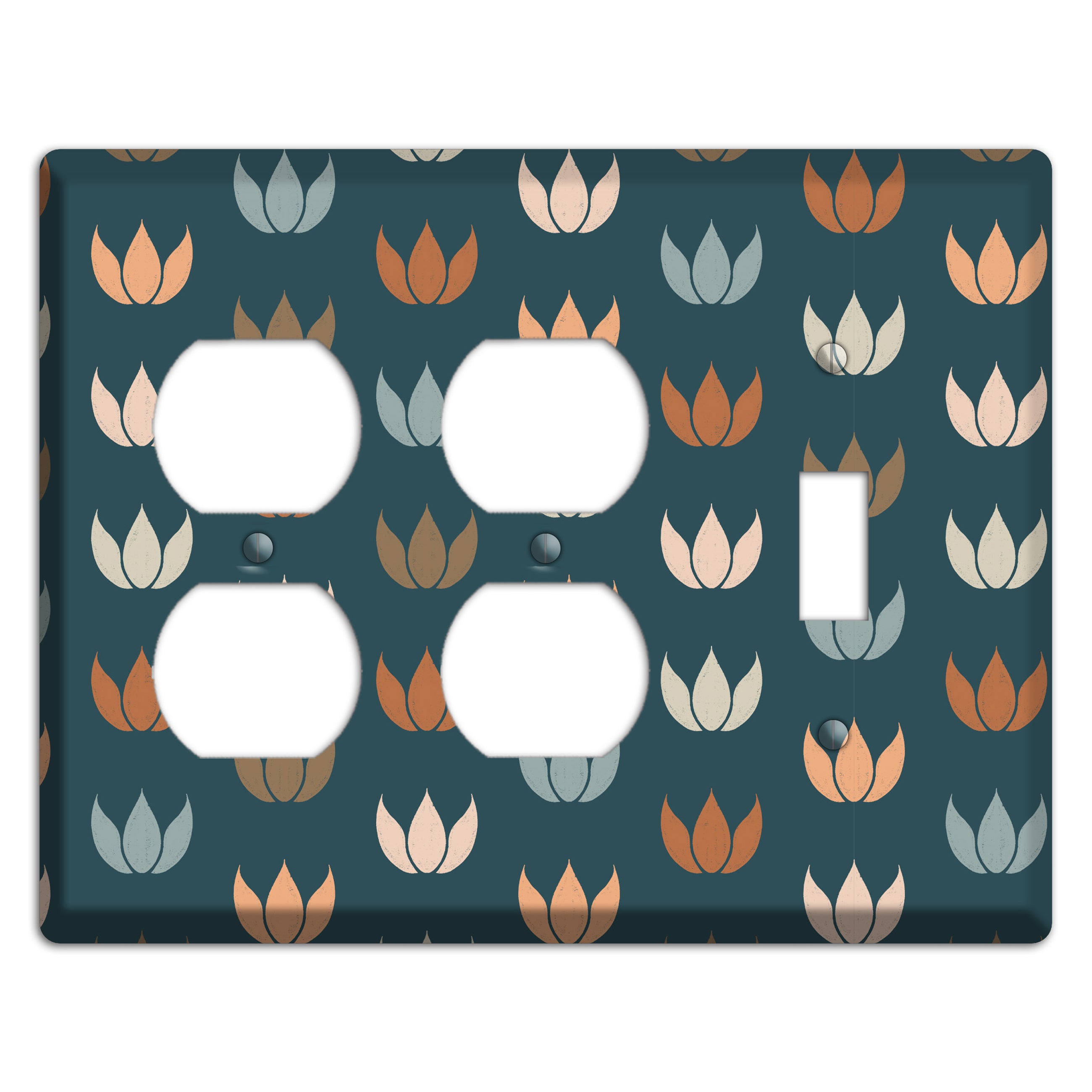 Teal Lotus Print 2 Duplex / Toggle Wallplate