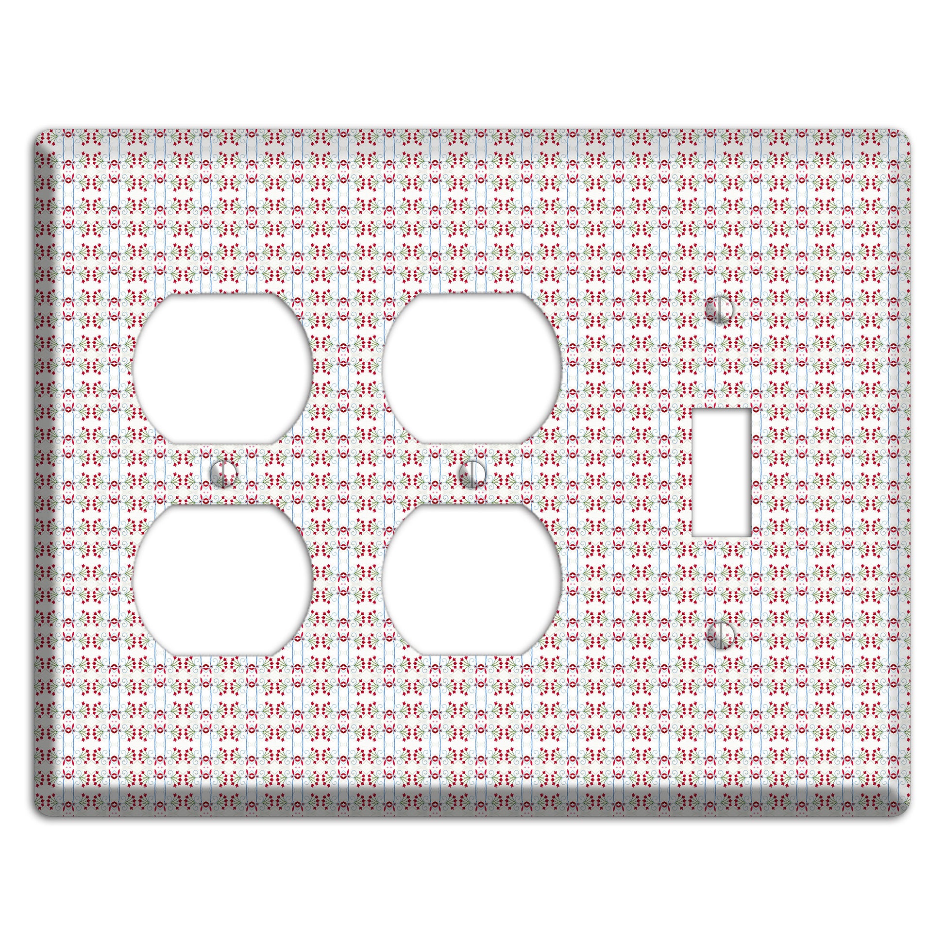 White with Red Blue Tapestry 2 Duplex / Toggle Wallplate