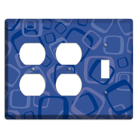 Multi Blue Random Retro Squares 2 Duplex / Toggle Wallplate