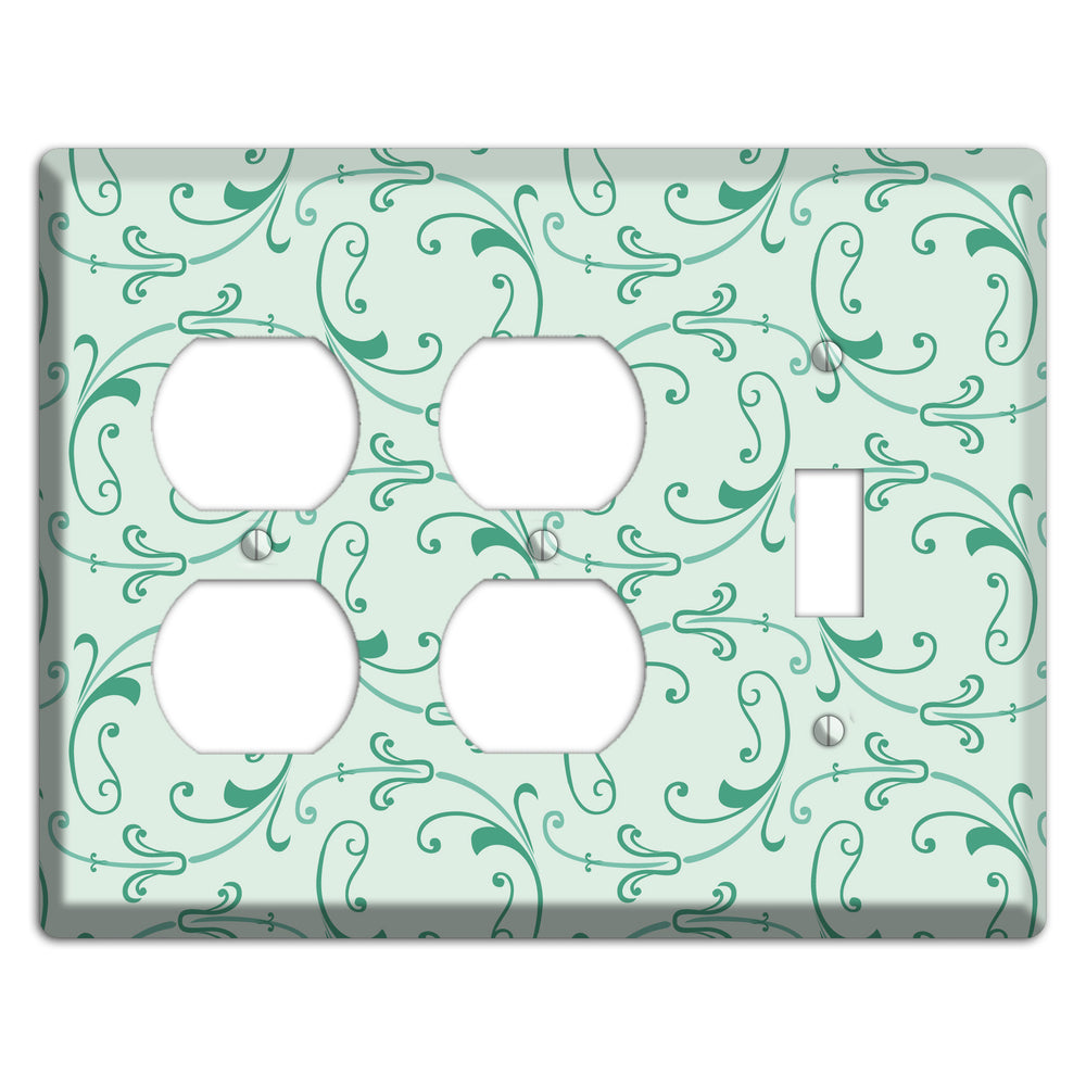 Aqua Victorian Sprig 2 Duplex / Toggle Wallplate