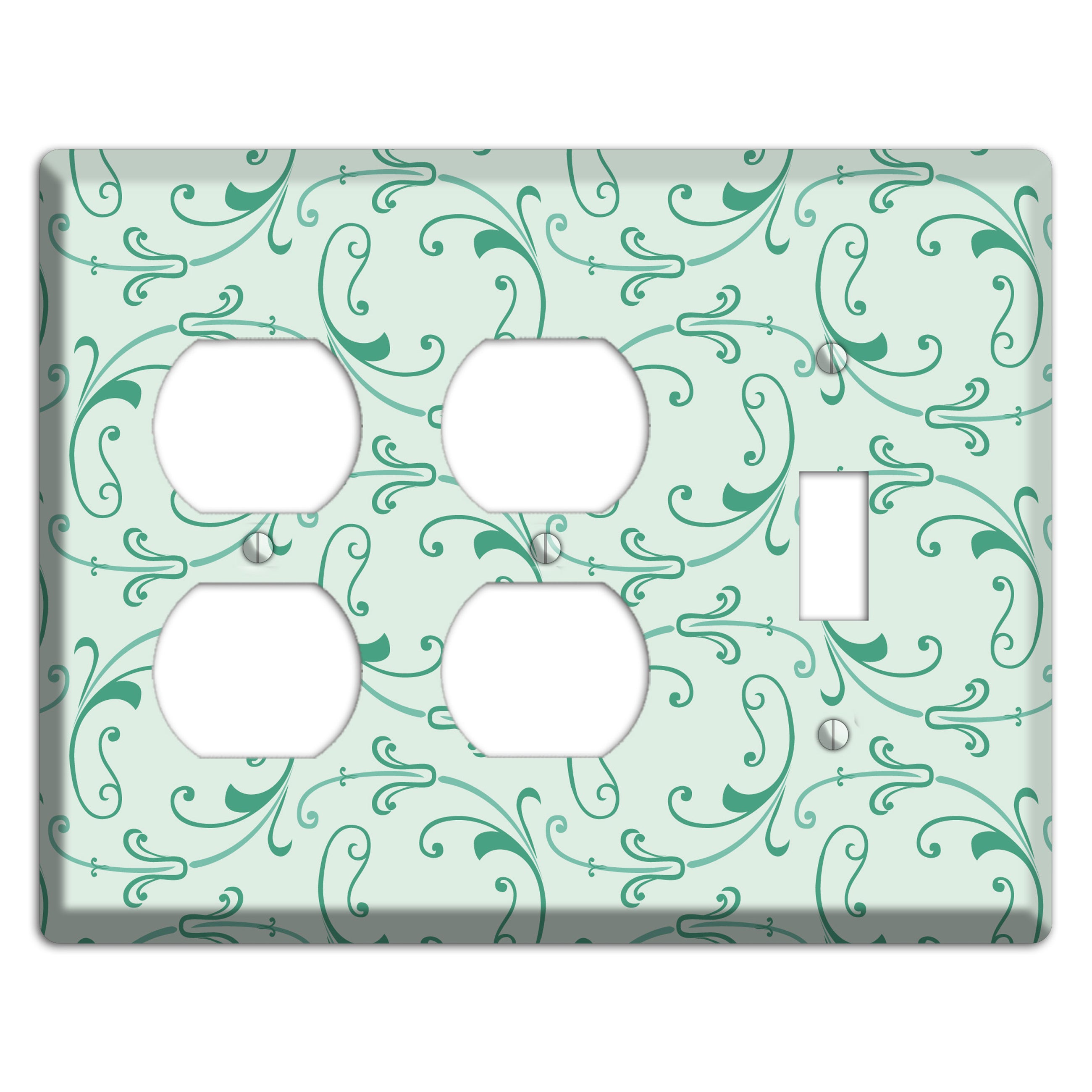 Aqua Victorian Sprig 2 Duplex / Toggle Wallplate
