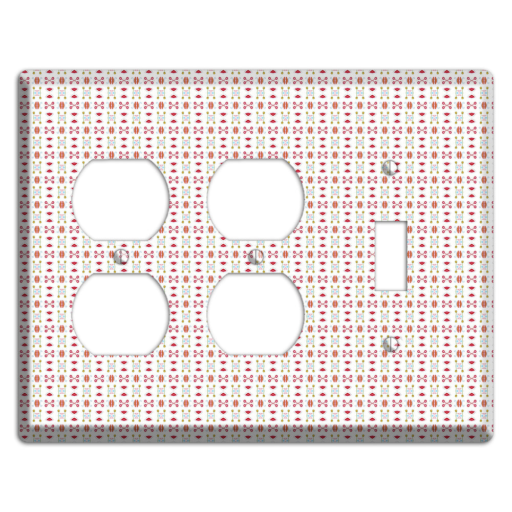White Red Blue Olive Retro 2 Duplex / Toggle Wallplate