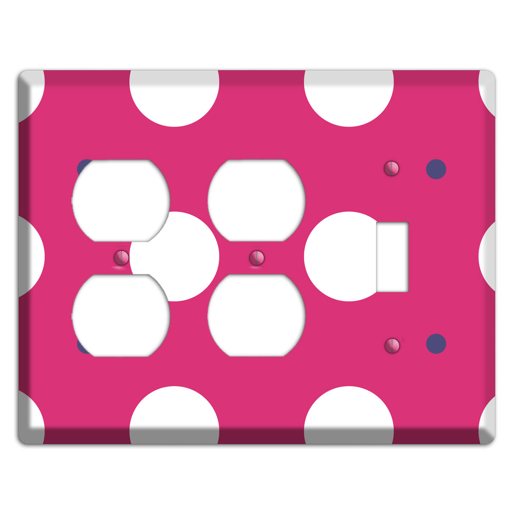 Fuschia with White and Purple Multi Tiled Medium Dots 2 Duplex / Toggle Wallplate