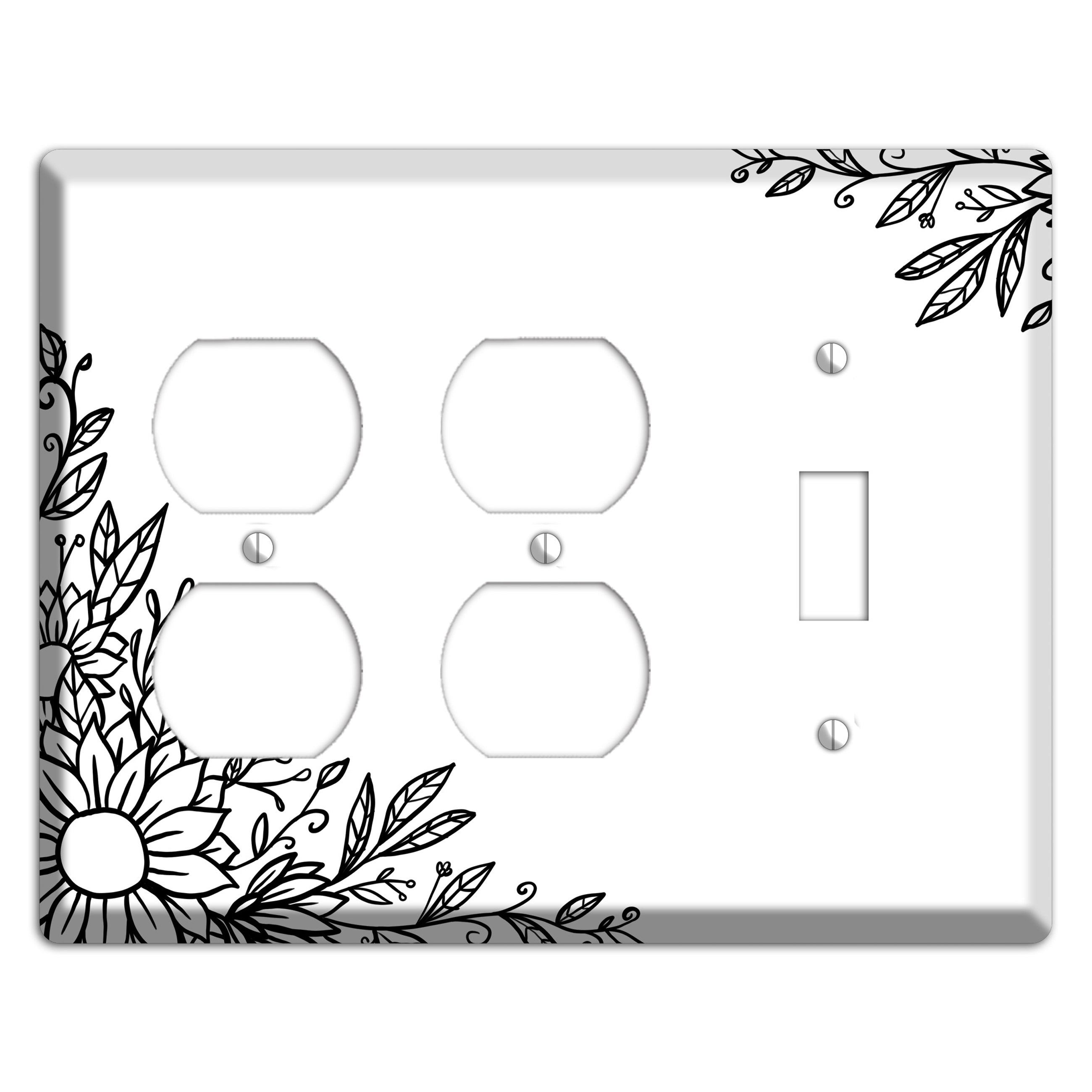 Hand-Drawn Floral 6 2 Duplex / Toggle Wallplate