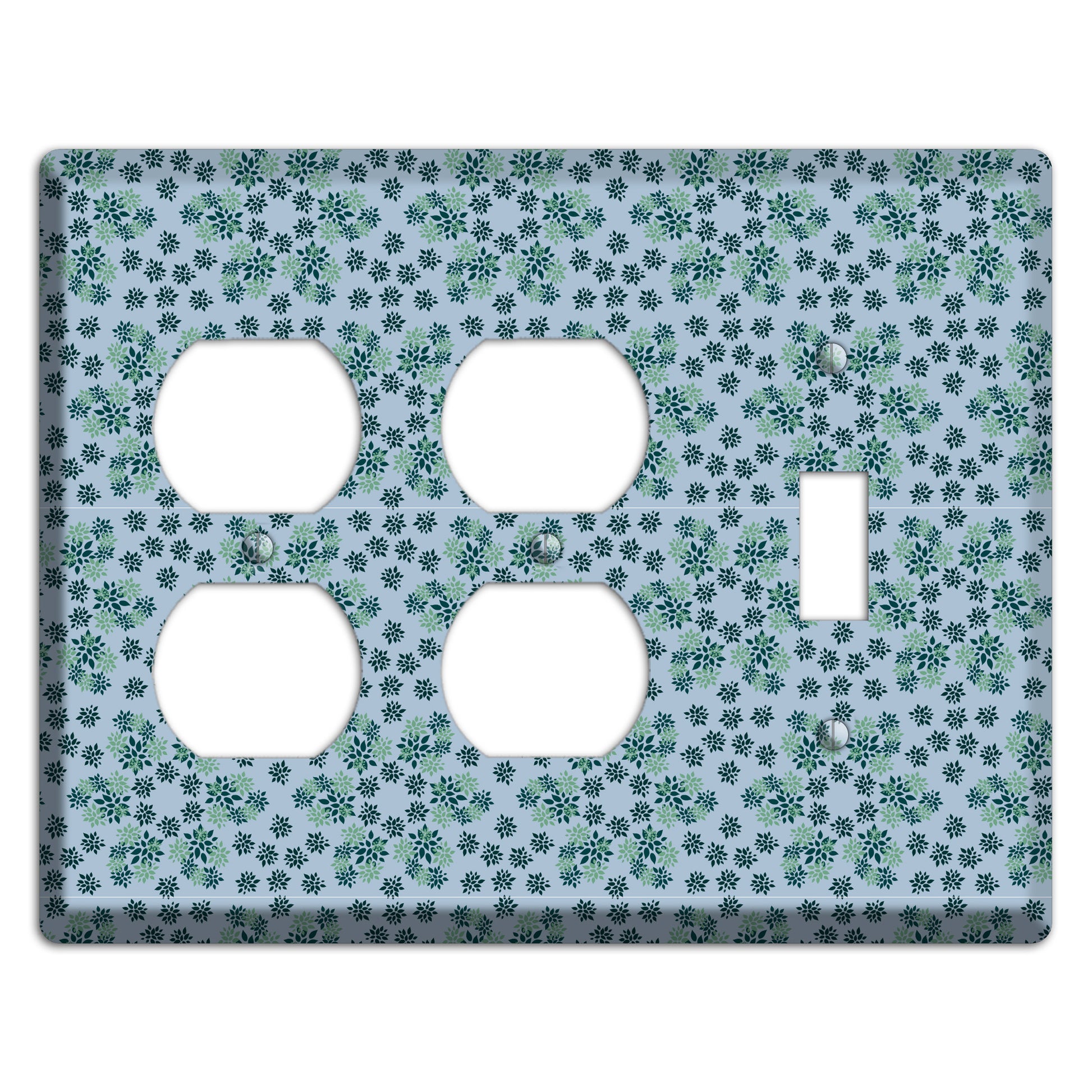 Blue with Multi Green Calico 2 Duplex / Toggle Wallplate
