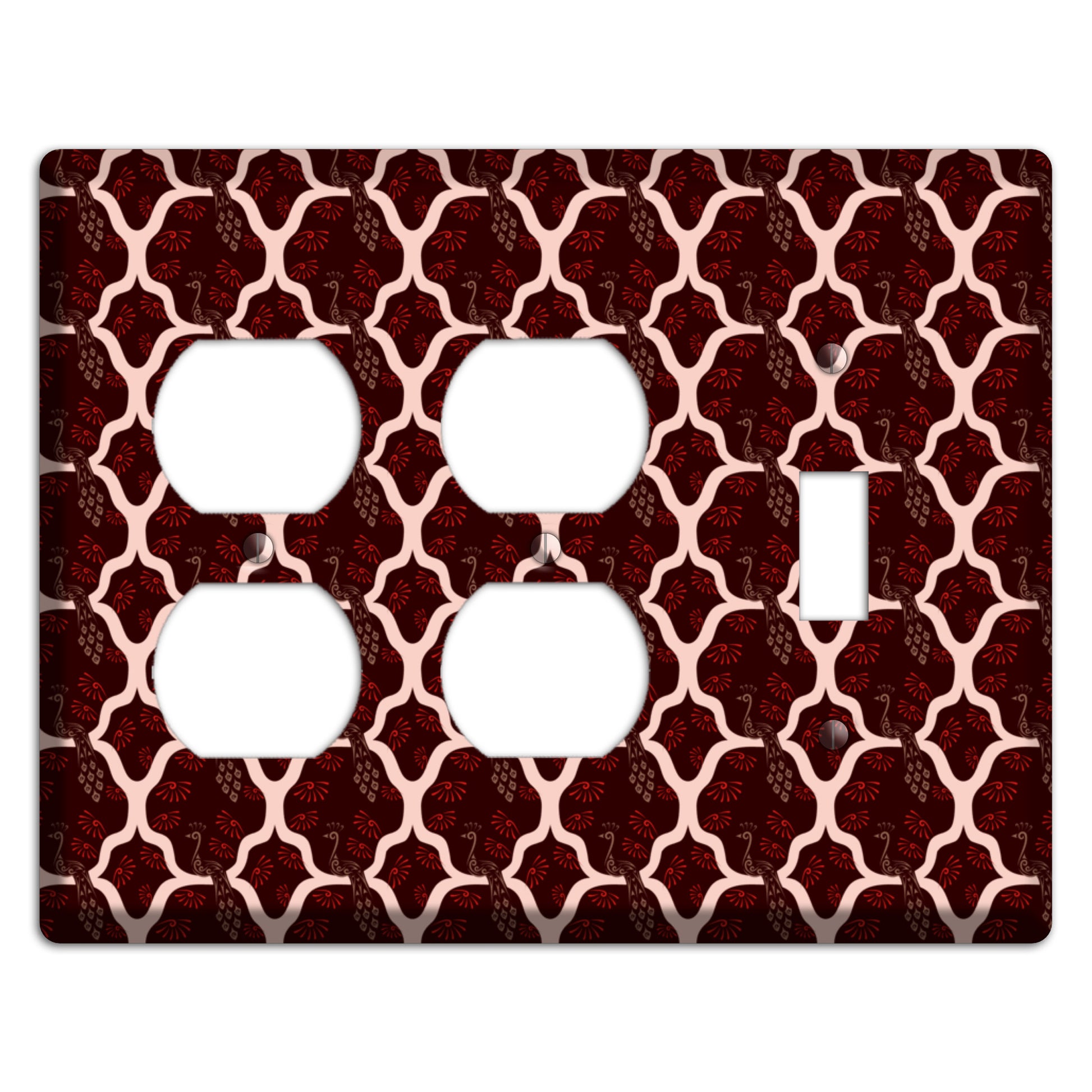 Dark Quatrefoil Peacock 2 Duplex / Toggle Wallplate