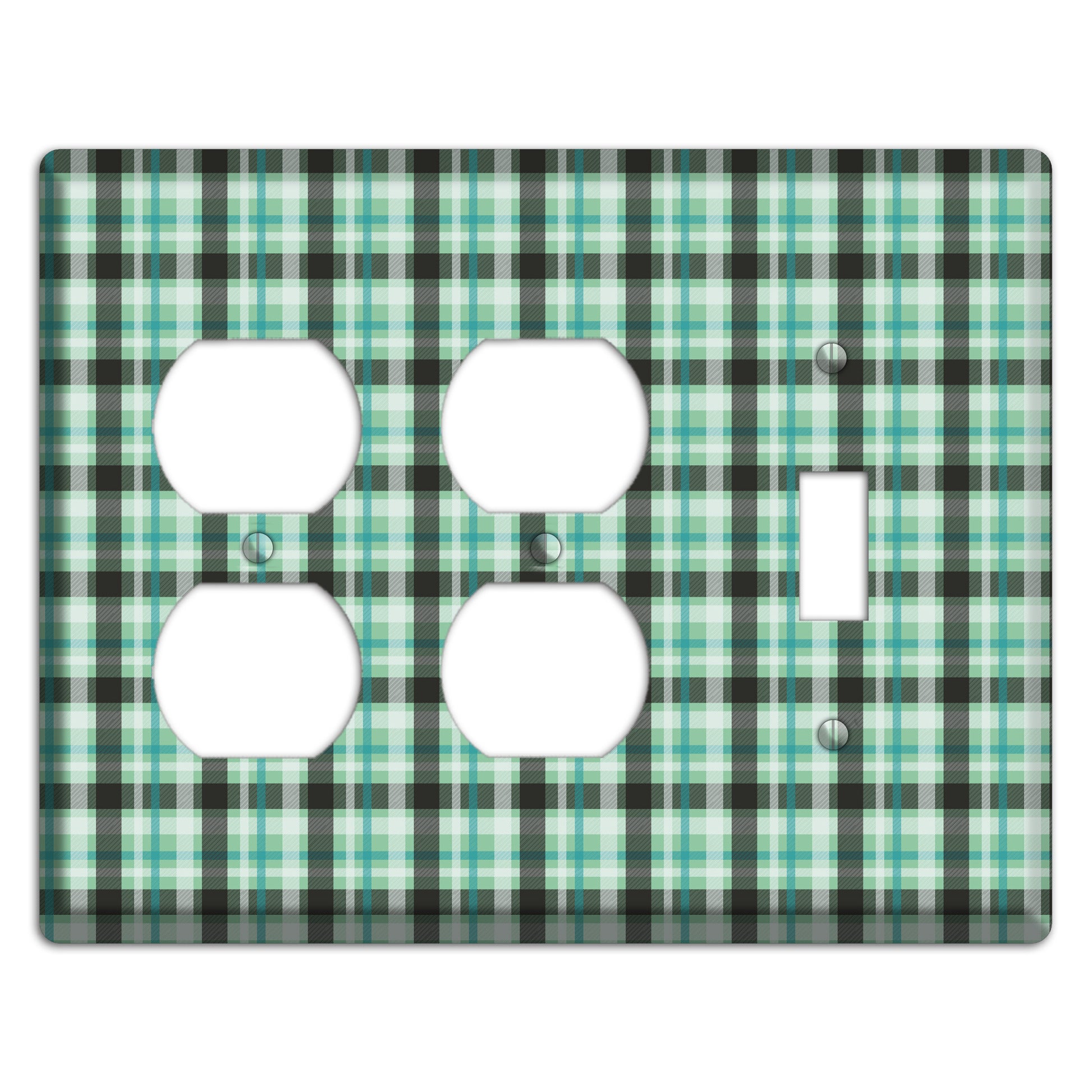 Multi Green Plaid 2 Duplex / Toggle Wallplate