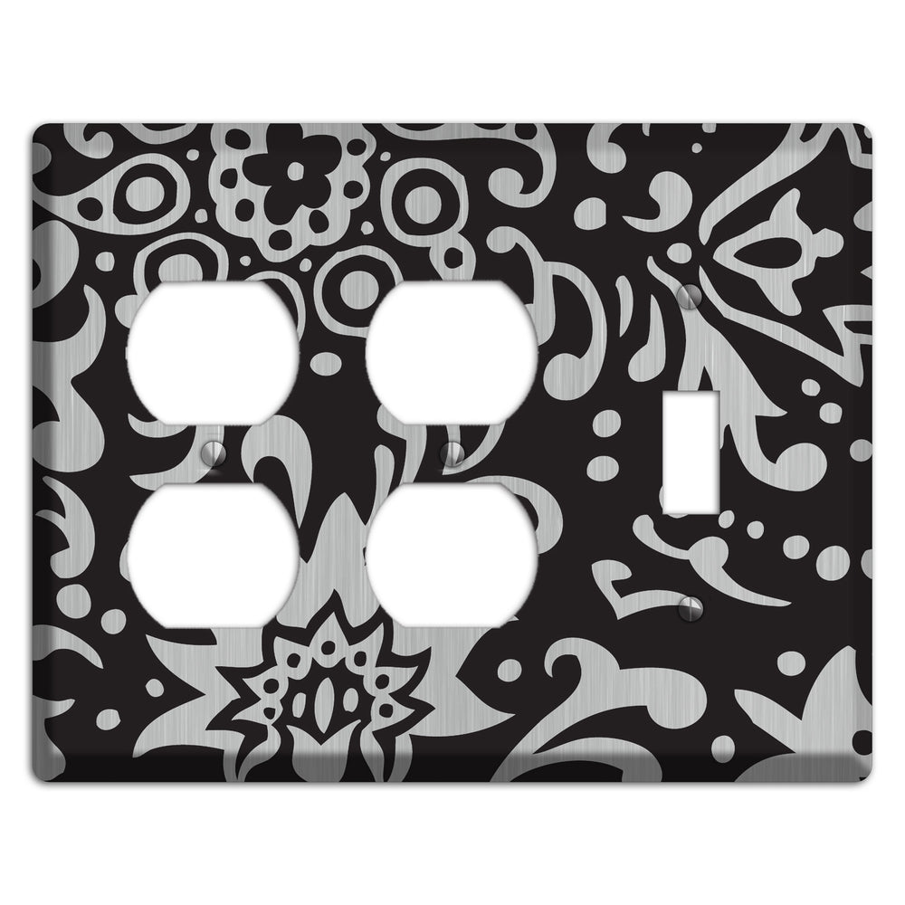 Black Boteh Stainless Steel 2 Duplex / Toggle Wallplate
