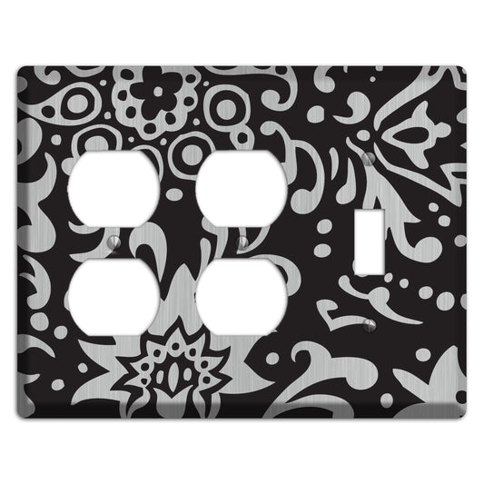 Black Boteh  Stainless 2 Duplex / Toggle Wallplate