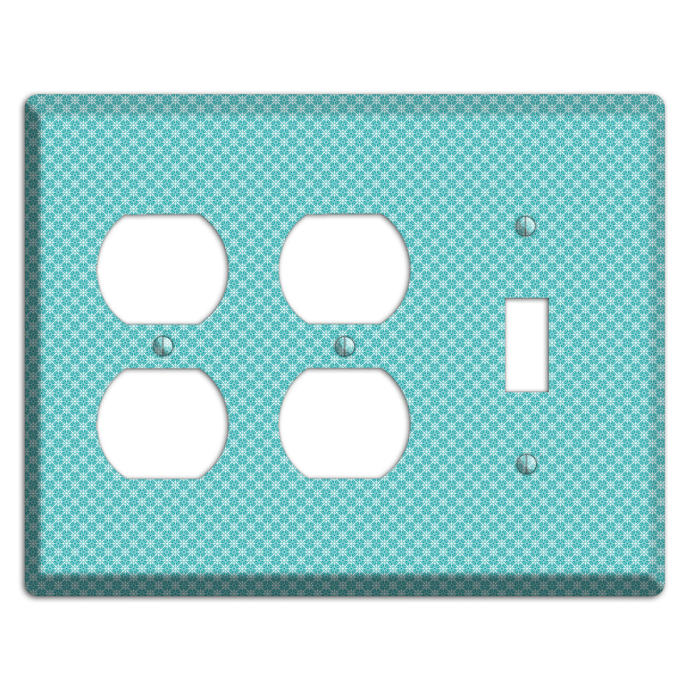 Turquoise Tiny Arabesque 2 Duplex / Toggle Wallplate