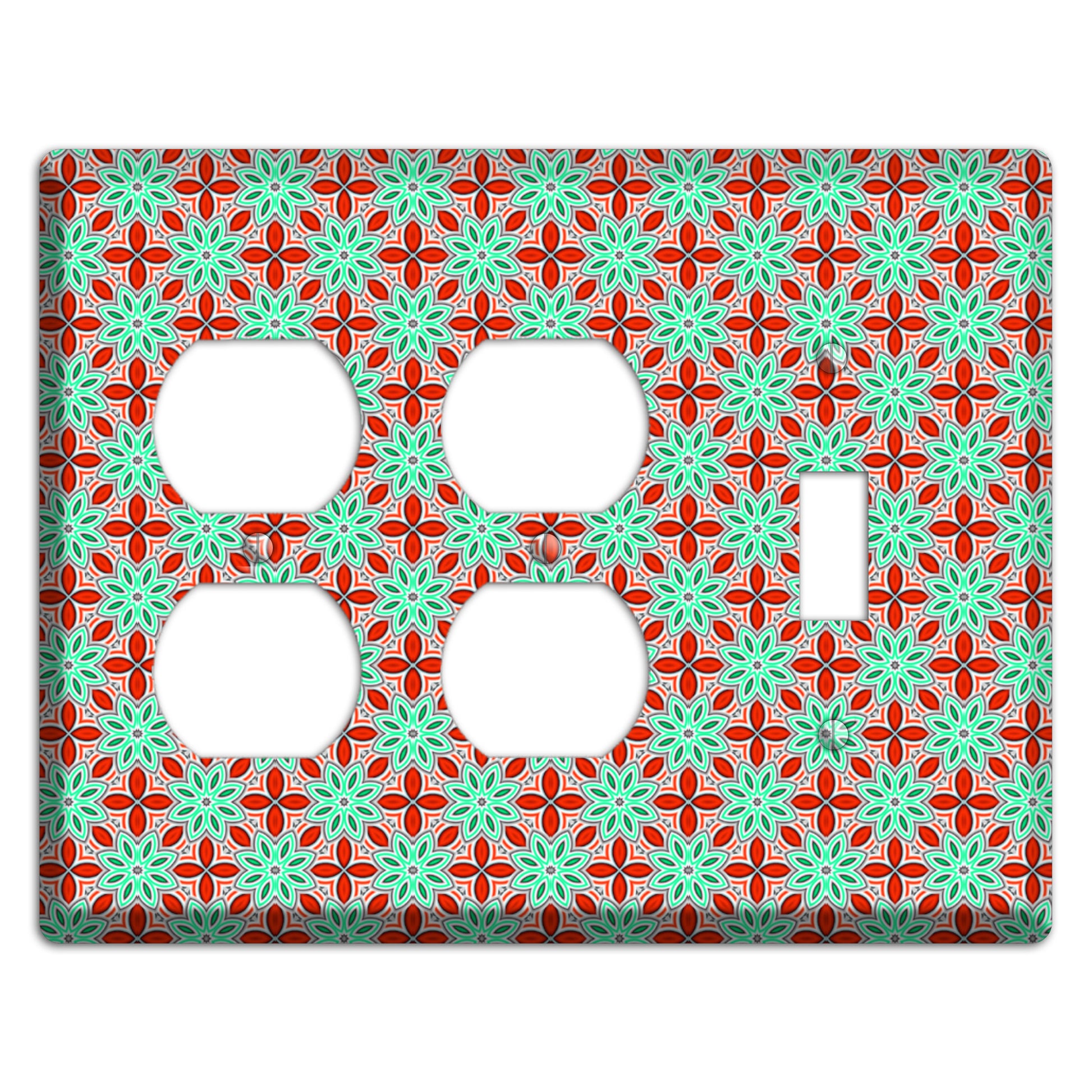 Green and Red Foulard 2 Duplex / Toggle Wallplate