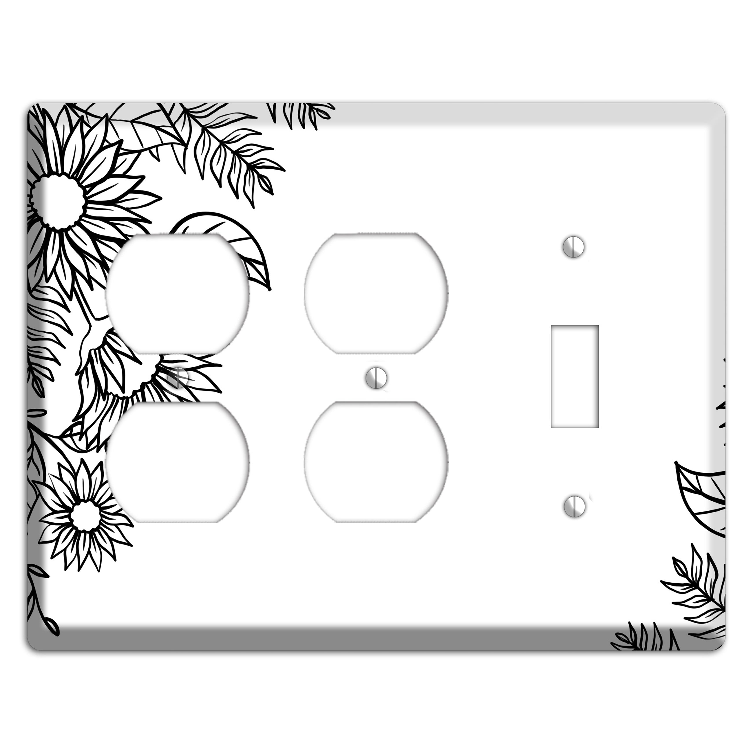 Hand-Drawn Floral 5 2 Duplex / Toggle Wallplate