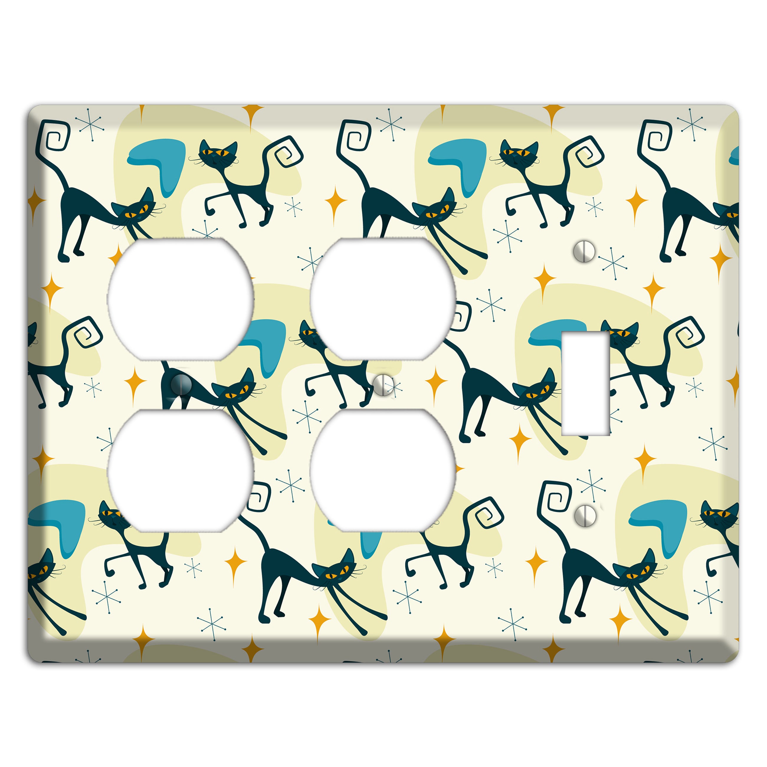 Black Cats 2 Duplex / Toggle Wallplate