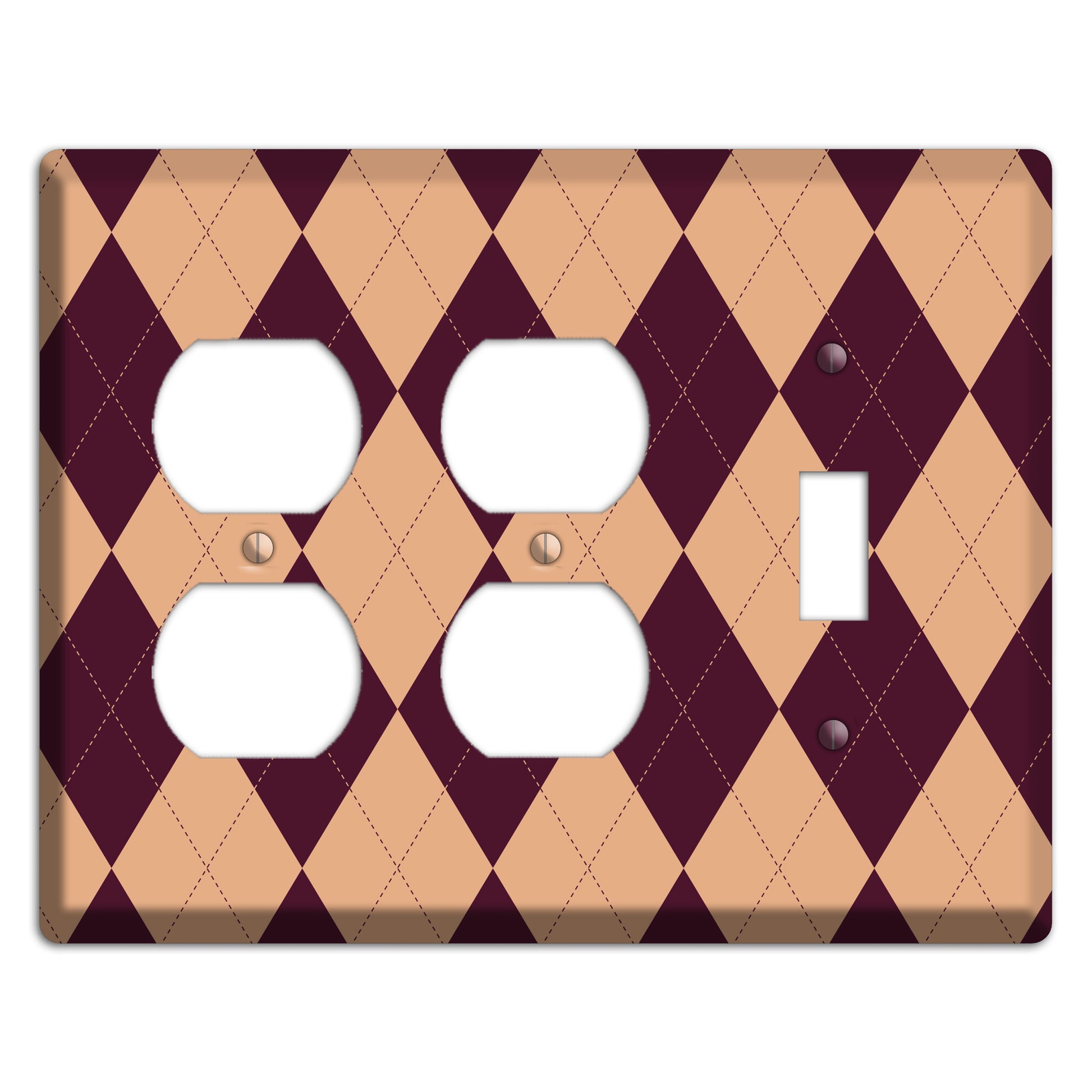 Purple and Beige Argyle 2 Duplex / Toggle Wallplate