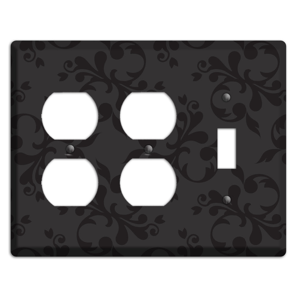 Black Victorian Toile 2 Duplex / Toggle Wallplate