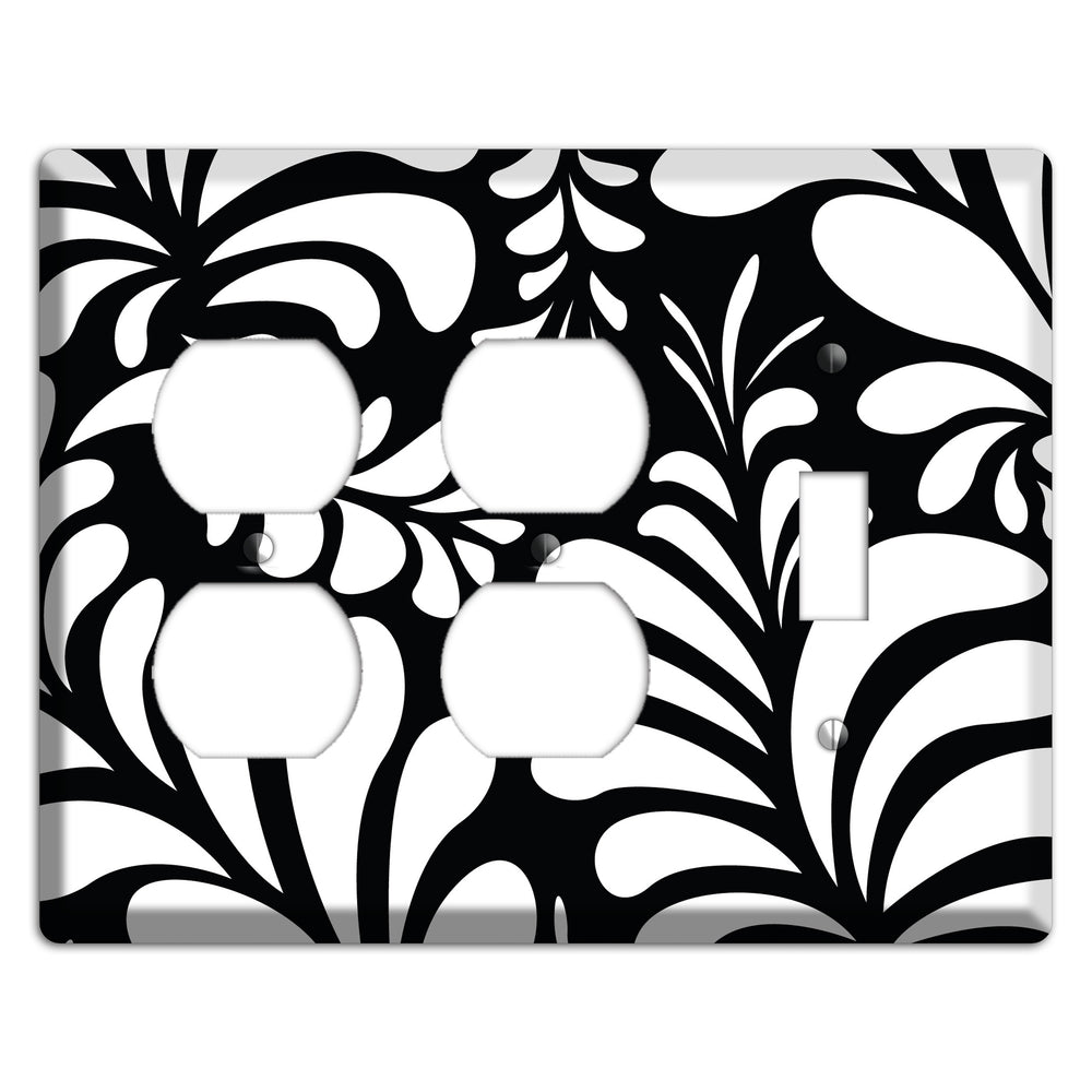 Black with White Herati 2 Duplex / Toggle Wallplate