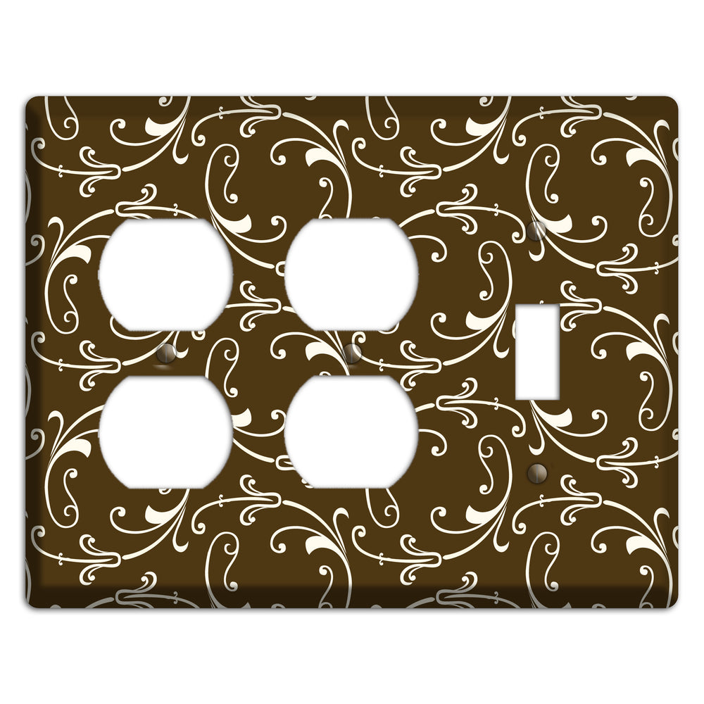 Brown Victorian Sprig 2 Duplex / Toggle Wallplate