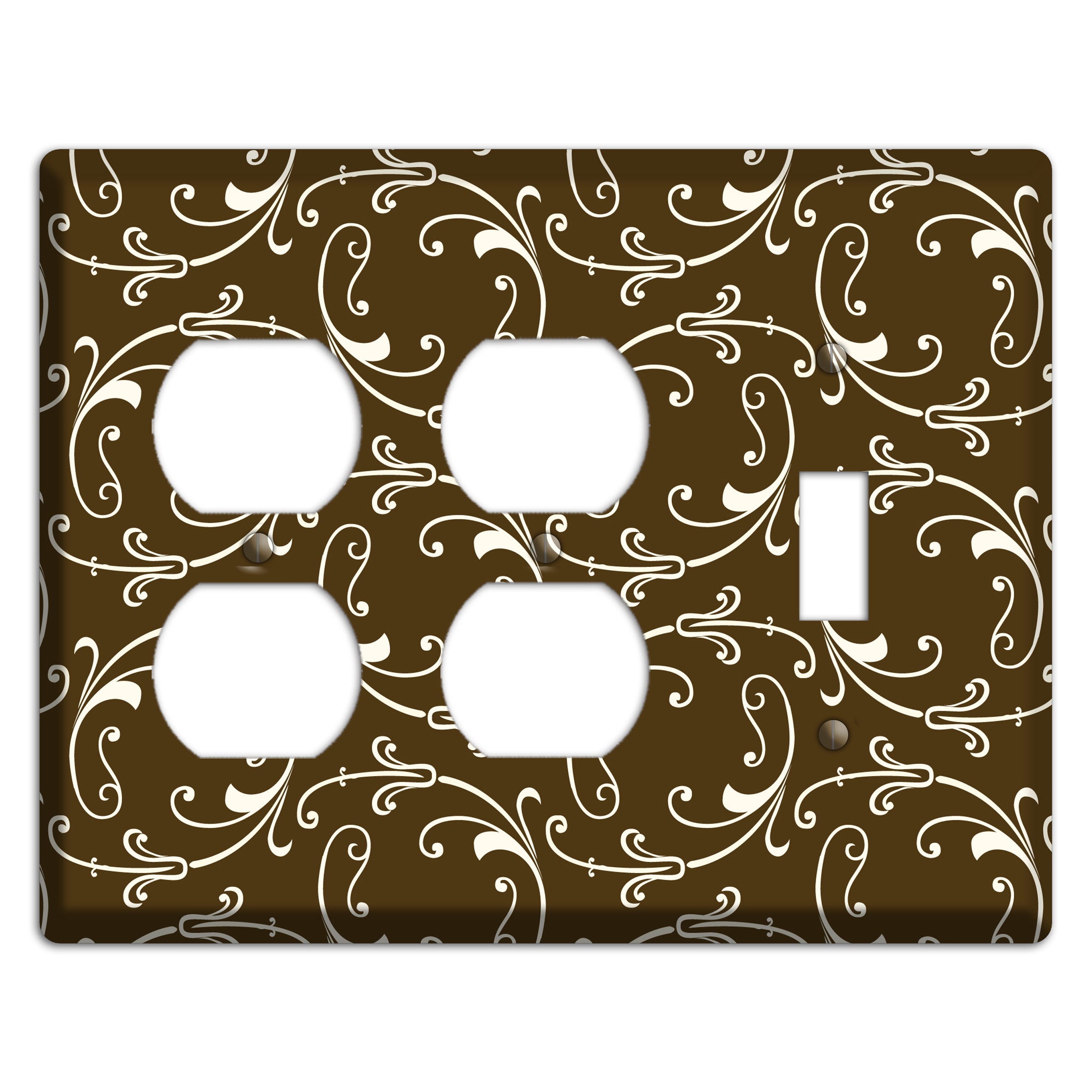 Brown Victorian Sprig 2 Duplex / Toggle Wallplate
