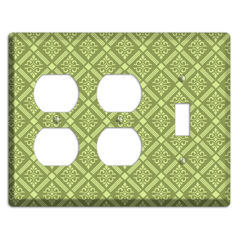 Green Damask diamonds 2 Duplex / Toggle Wallplate