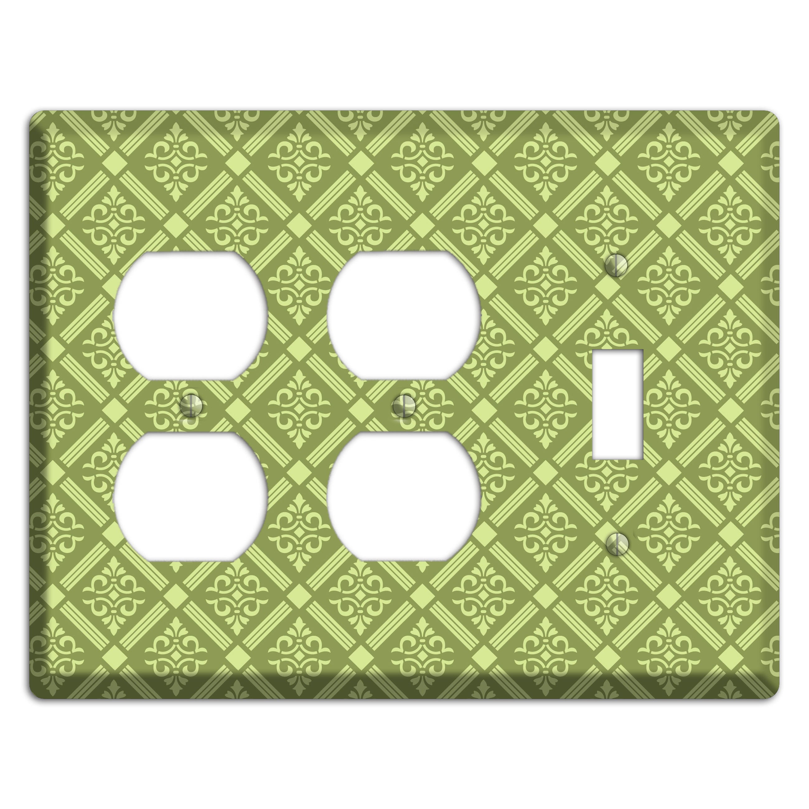 Green Damask diamonds 2 Duplex / Toggle Wallplate