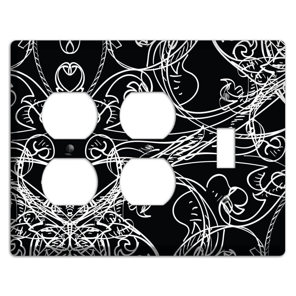 Black Deco Sketch 2 Duplex / Toggle Wallplate