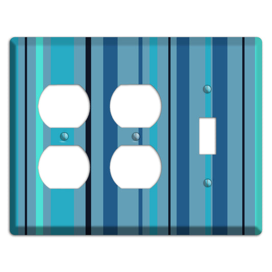 Multi Turquoise Vertical Stripe 2 Duplex / Toggle Wallplate