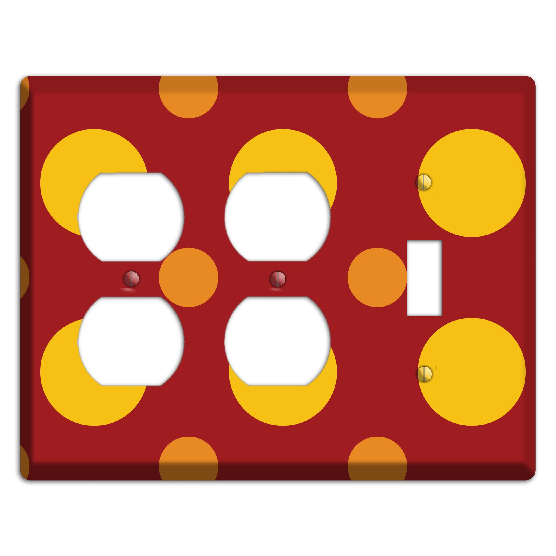 Red with Multi Orange Multi Medium Polka Dots 2 Duplex / Toggle Wallplate