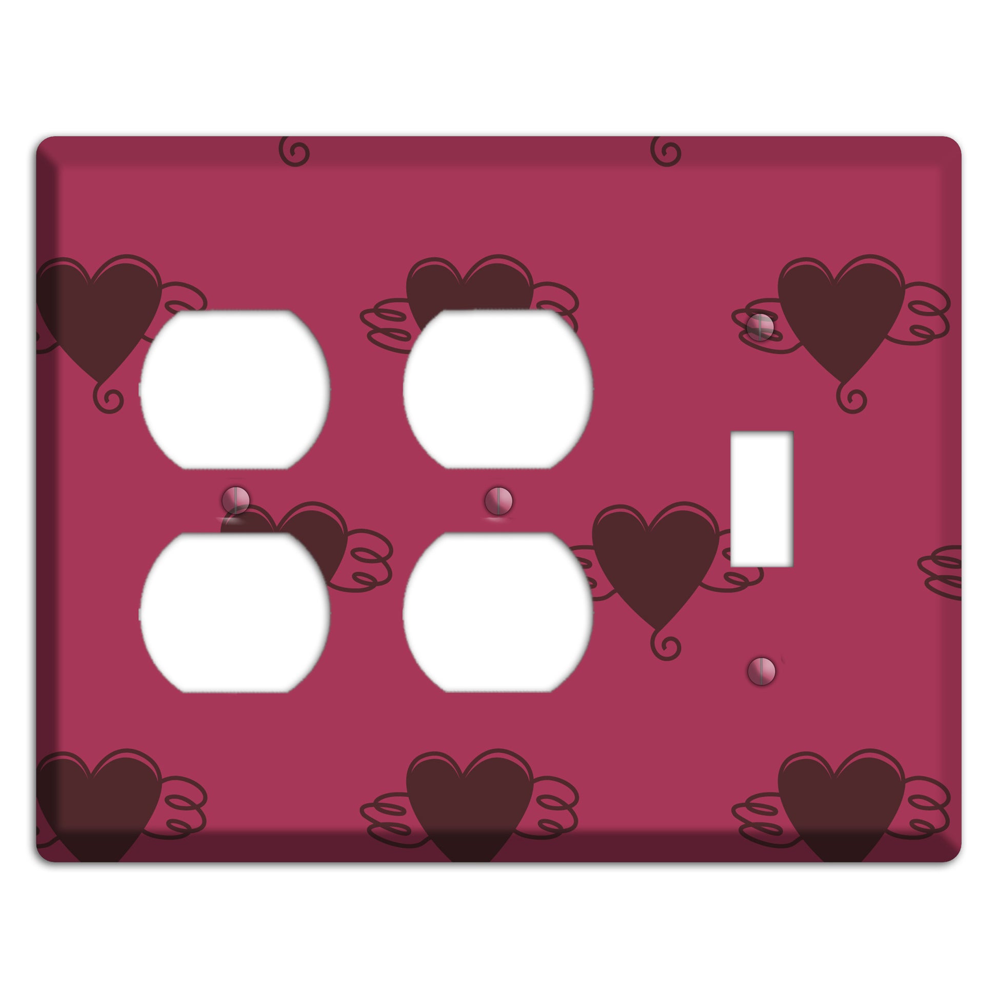 Fuschia Winged Hearts 2 2 Duplex / Toggle Wallplate