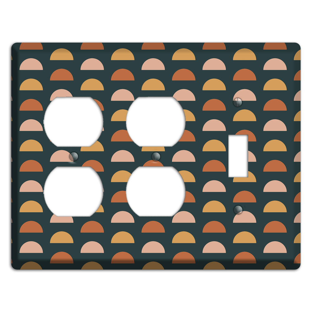 Teal Half Moons 2 Duplex / Toggle Wallplate