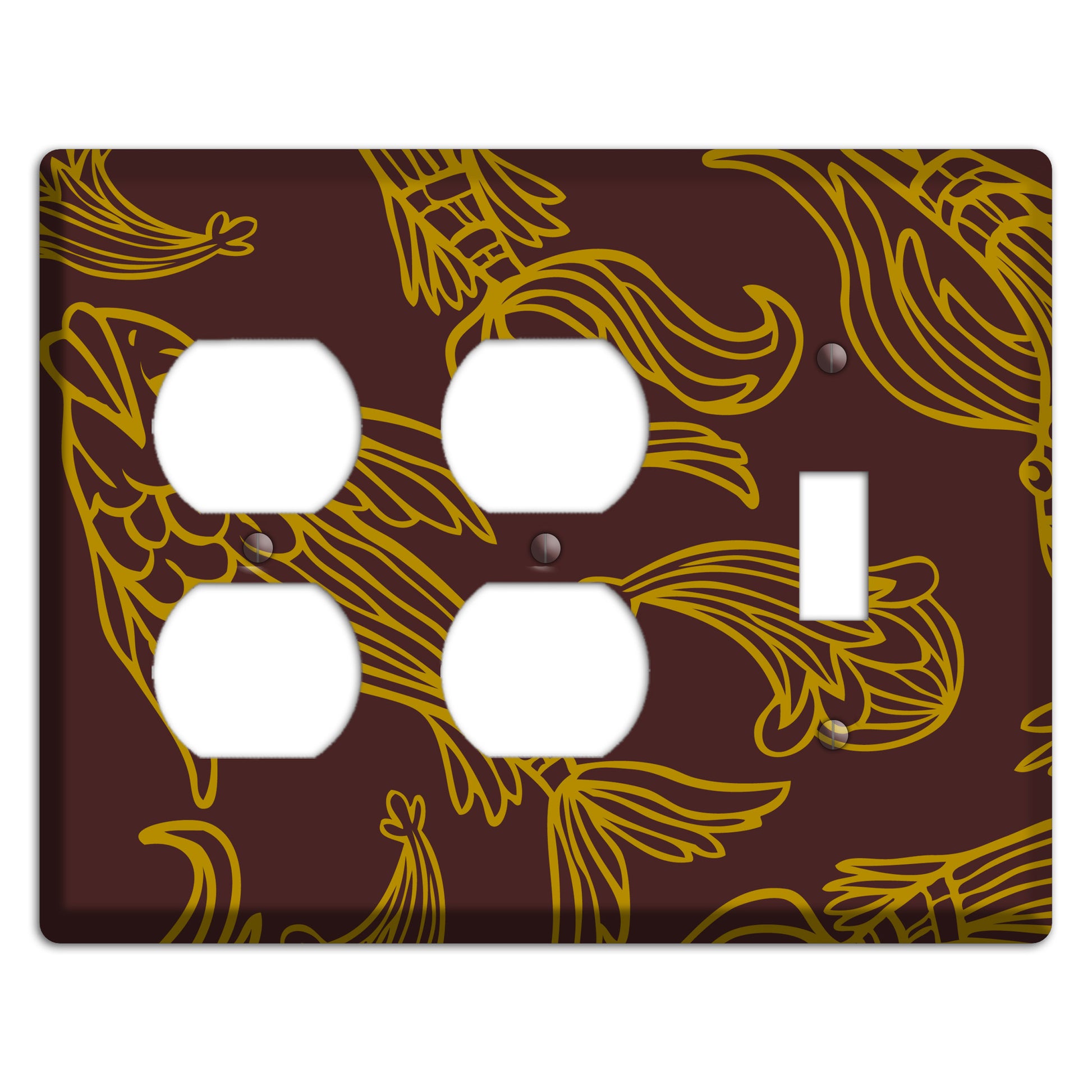 Brown and Beige Koi 2 Duplex / Toggle Wallplate