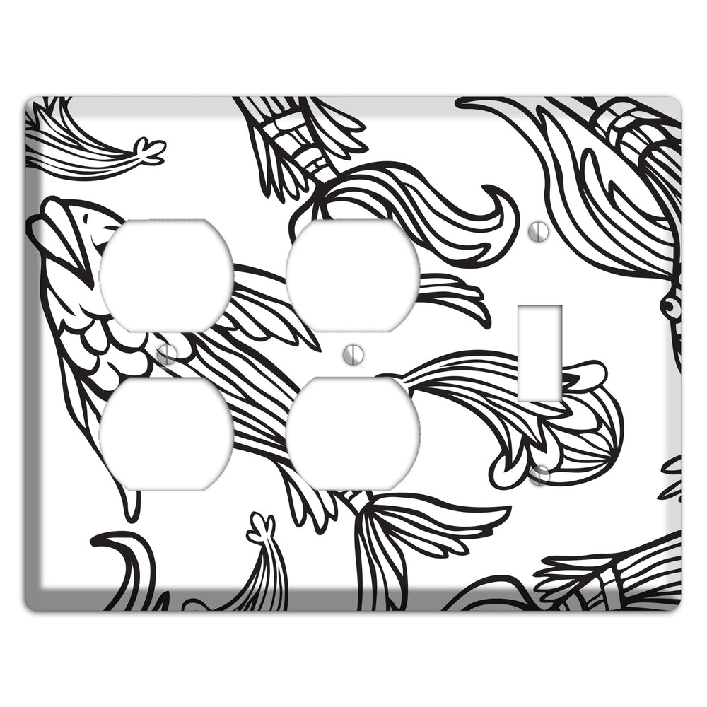 White and Black Koi 2 Duplex / Toggle Wallplate