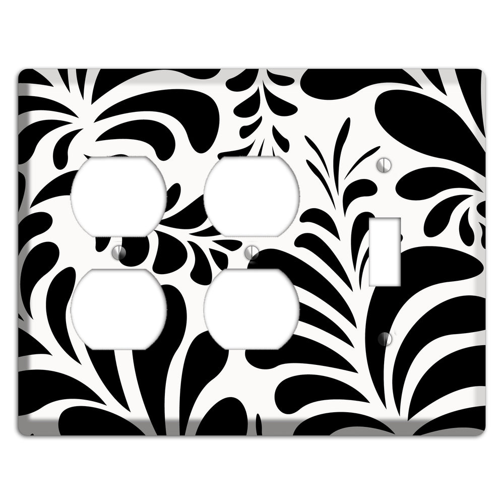 White with Black Herati 2 Duplex / Toggle Wallplate