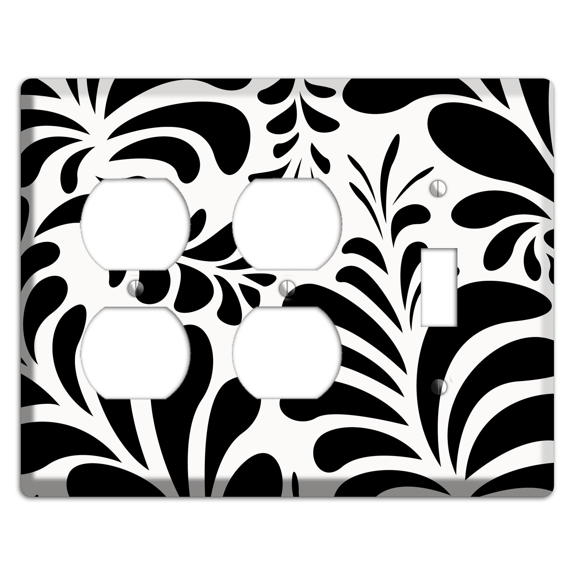 White with Black Herati 2 Duplex / Toggle Wallplate