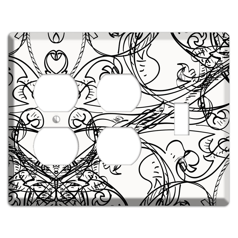 White Deco Sketch 2 Duplex / Toggle Wallplate