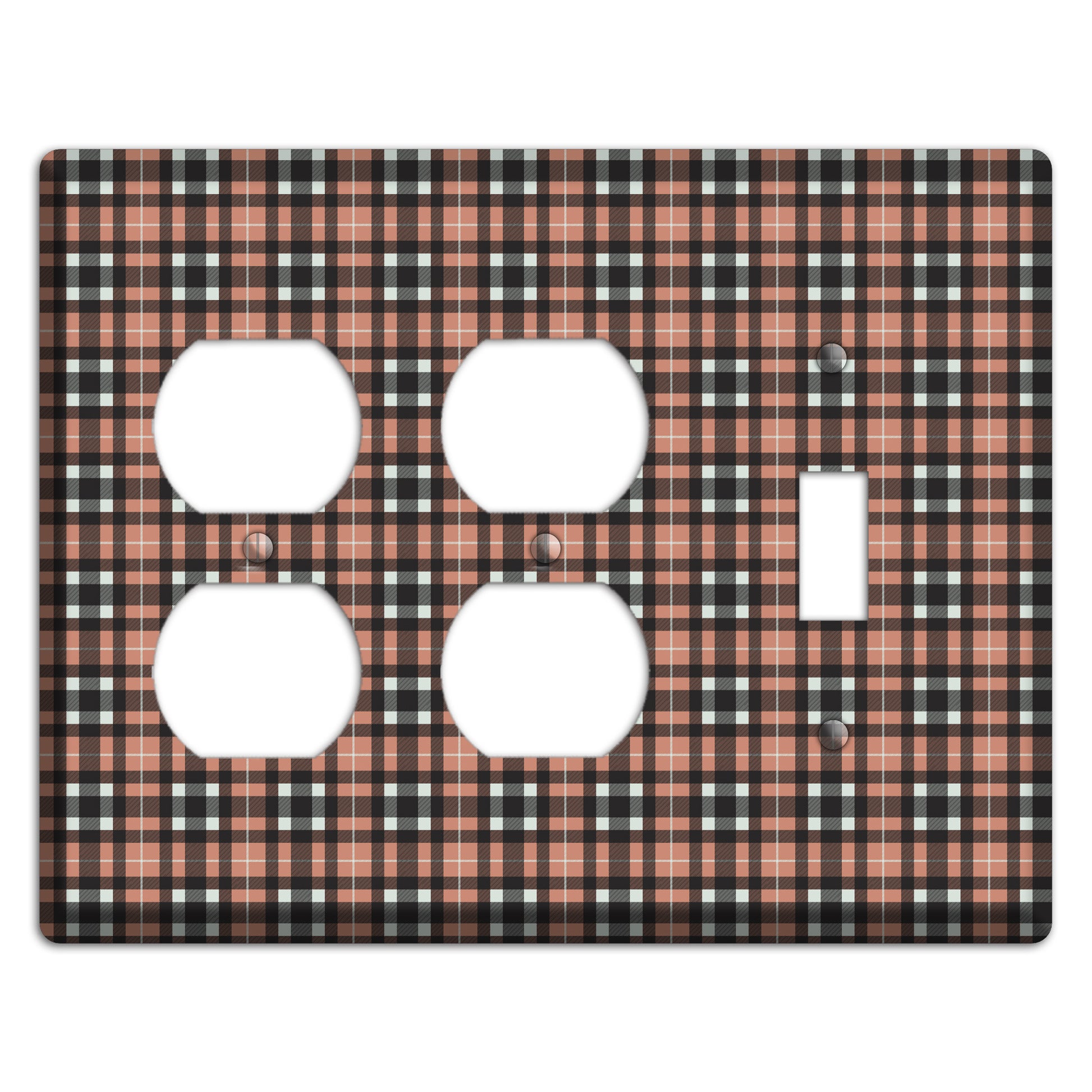 Light Brown Plaid 2 Duplex / Toggle Wallplate