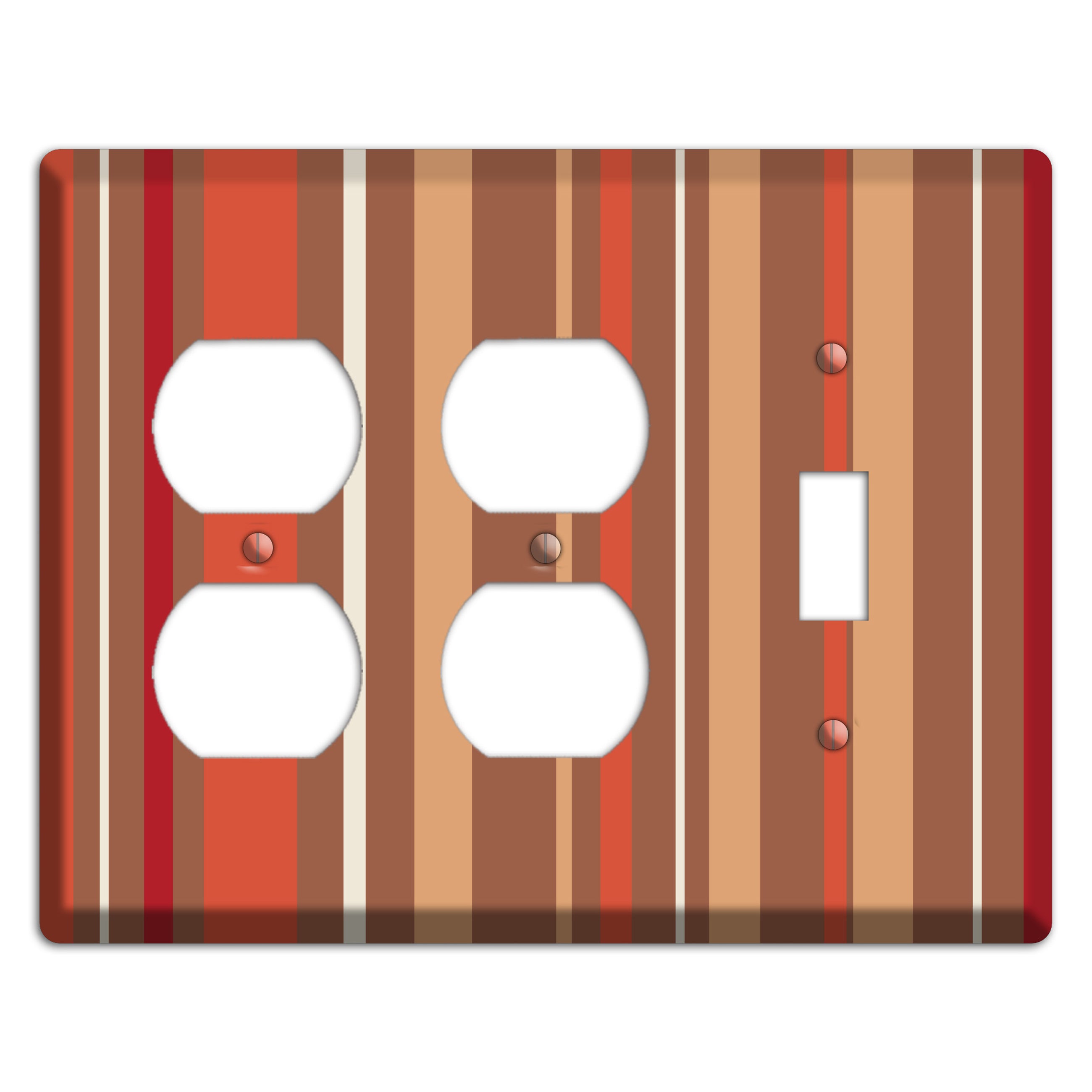 Multi Coral Vertical Stripe 2 Duplex / Toggle Wallplate